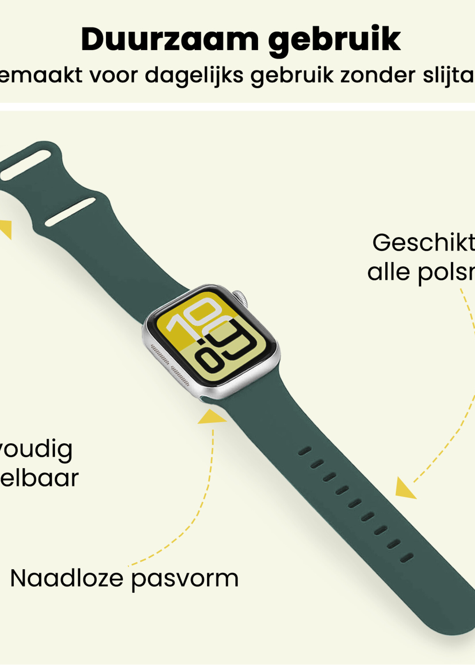 LUQ LUQ Apple Watch Bandje Siliconen Verstelbaar (38/40/41 mm) - Donkergroen