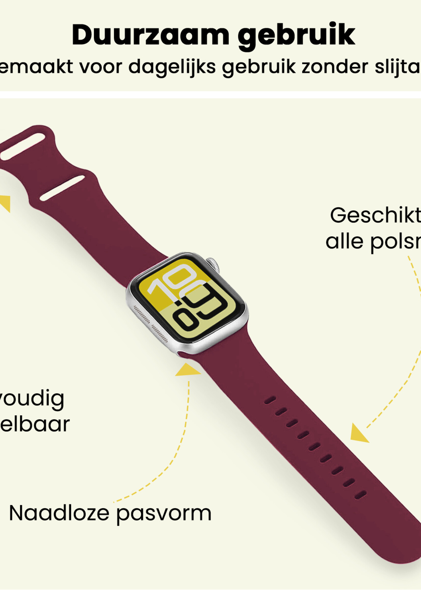 LUQ LUQ Apple Watch Bandje Siliconen Verstelbaar (38/40/41 mm) - Donker Rood