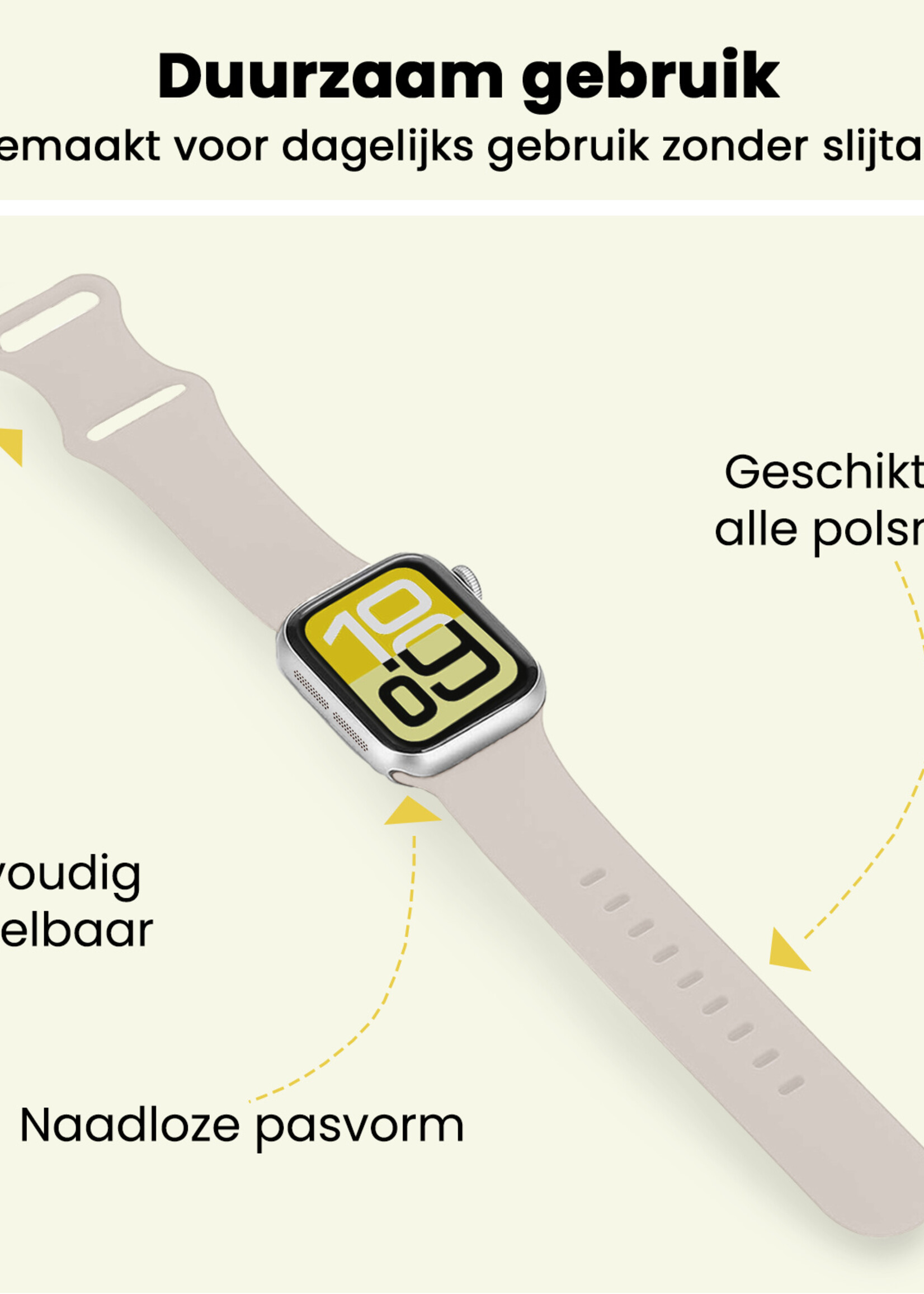 LUQ LUQ Apple Watch Bandje Siliconen Verstelbaar (38/40/41 mm) - Ivoor