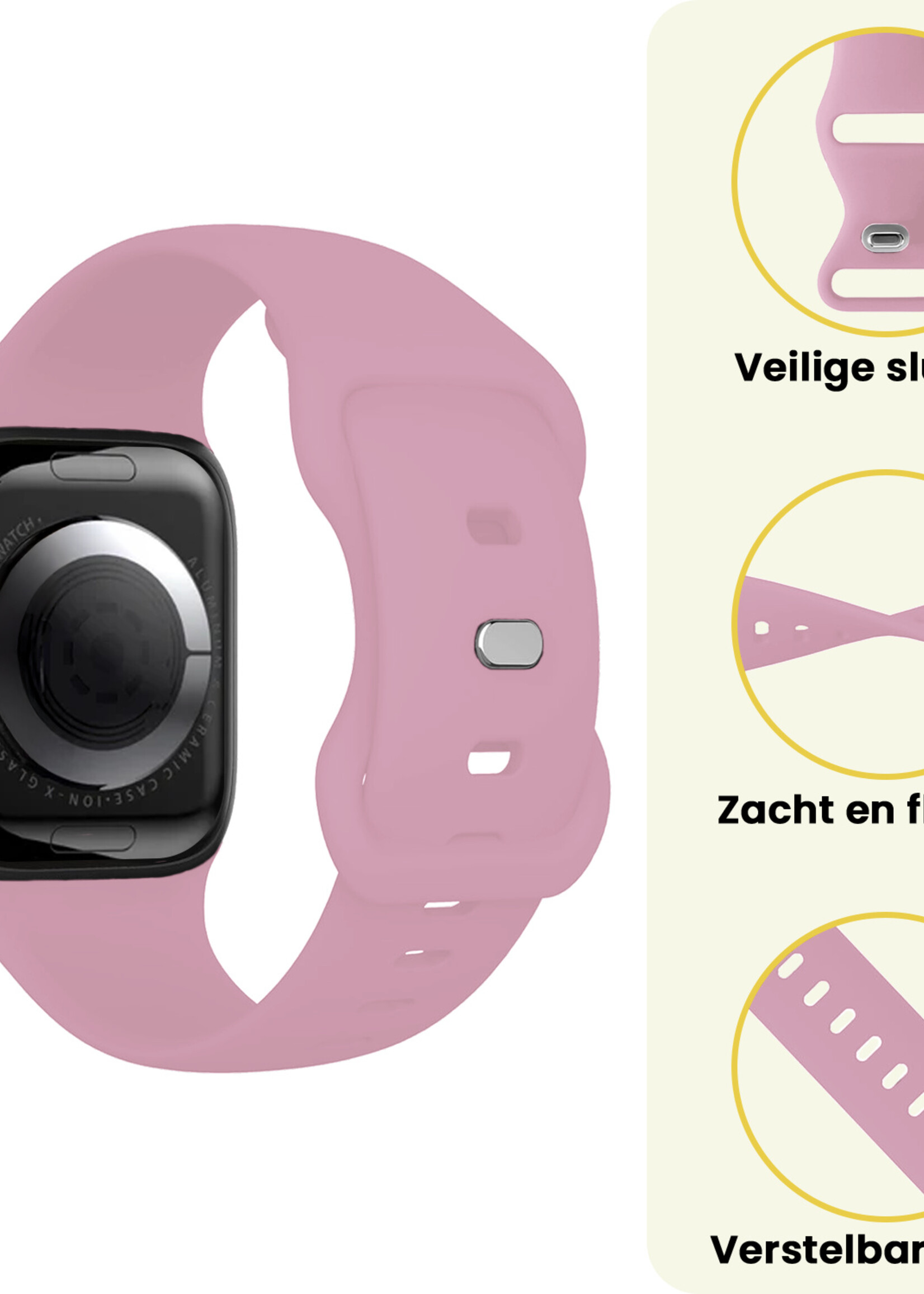 LUQ LUQ Apple Watch Bandje Siliconen Verstelbaar (38/40/41 mm) - Lila