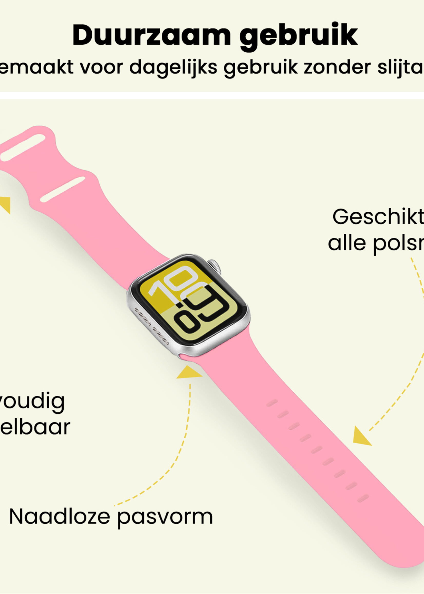 LUQ LUQ Apple Watch Bandje Siliconen Verstelbaar (38/40/41 mm) - Roze