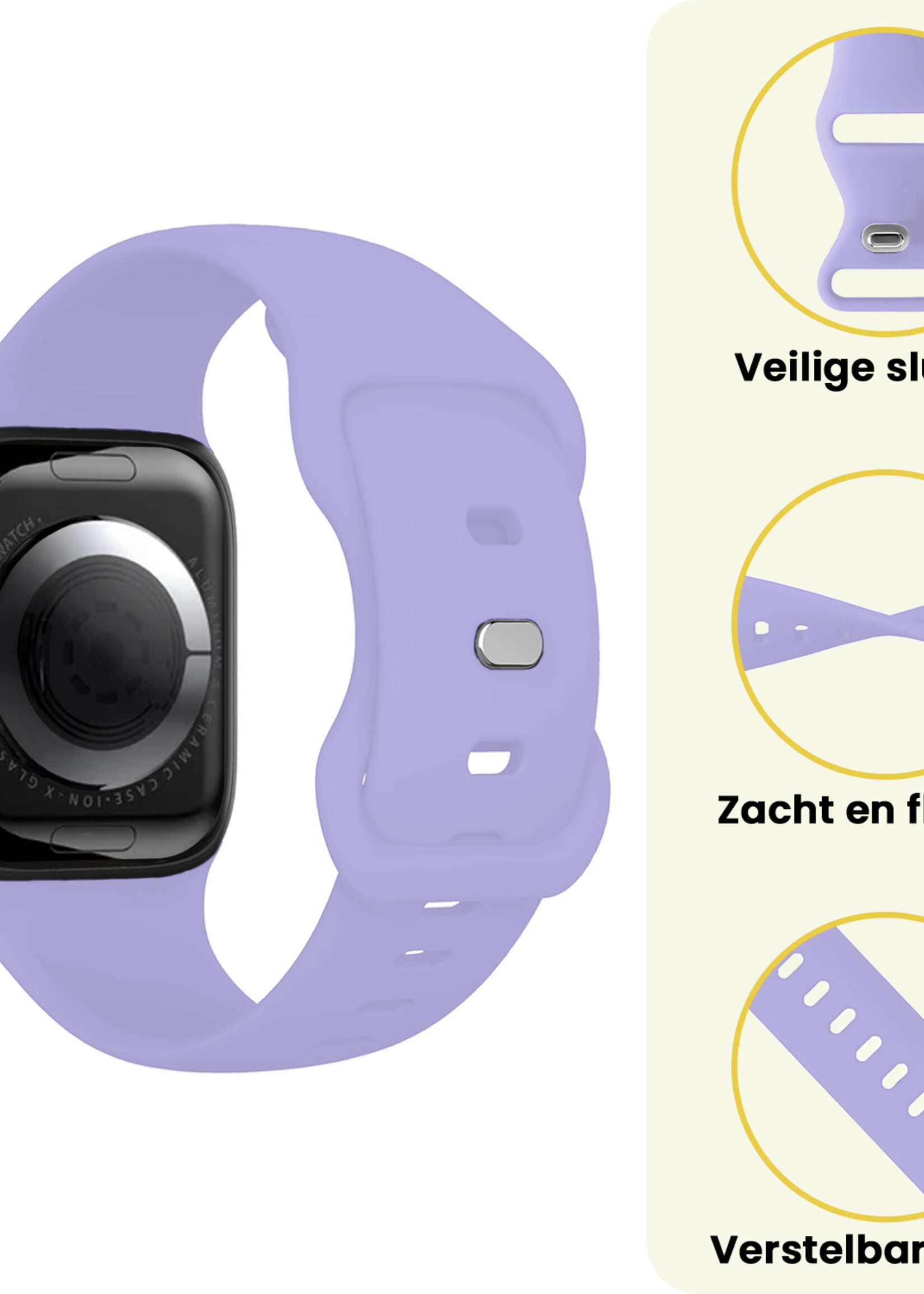 LUQ LUQ Apple Watch Bandje Siliconen Verstelbaar (38/40/41 mm) - Violet