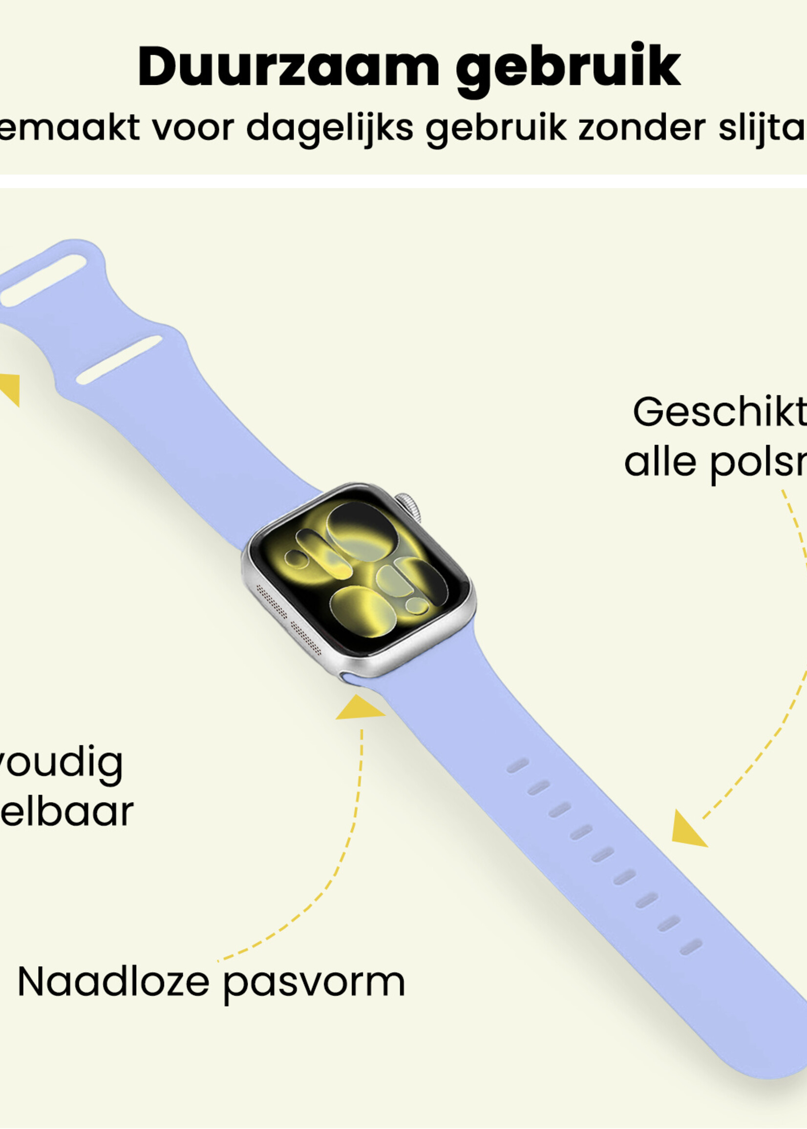 LUQ LUQ Apple Watch Bandje Siliconen Verstelbaar (42/44/45/46 mm) - Baby Blauw
