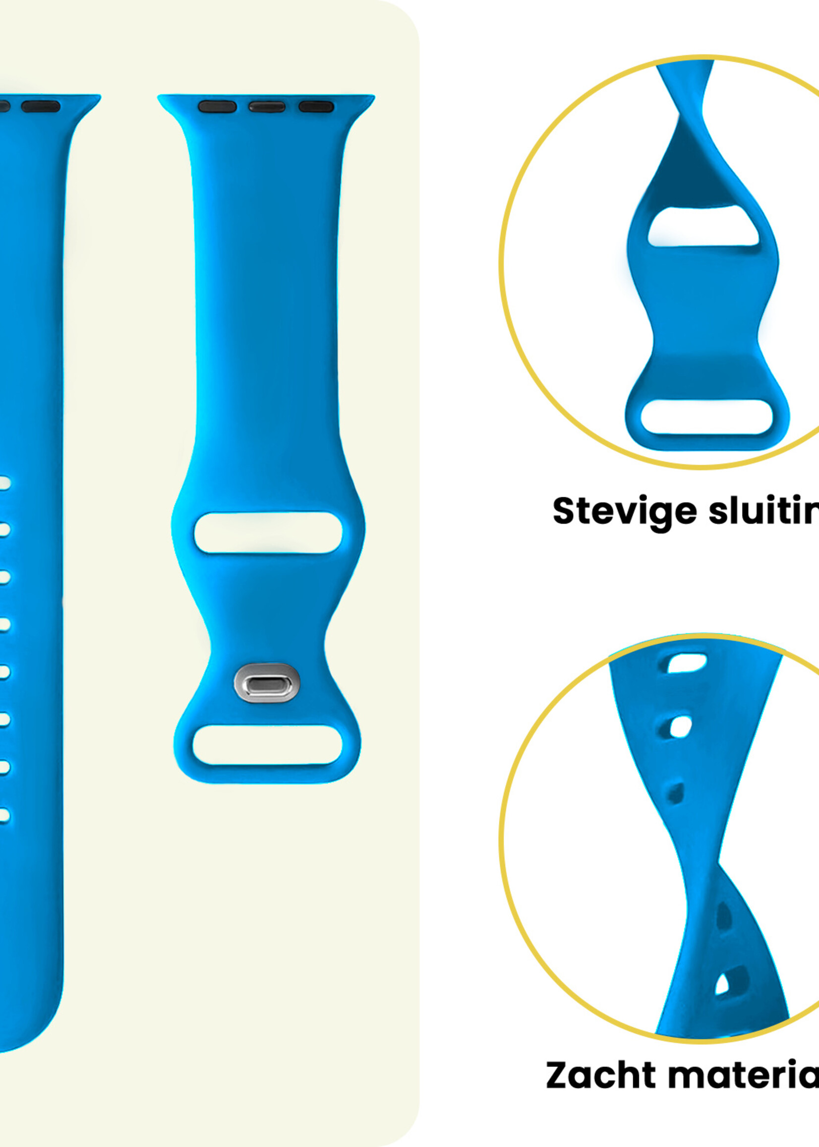 LUQ LUQ Apple Watch Bandje Siliconen Verstelbaar (42/44/45/46 mm) - Blauw