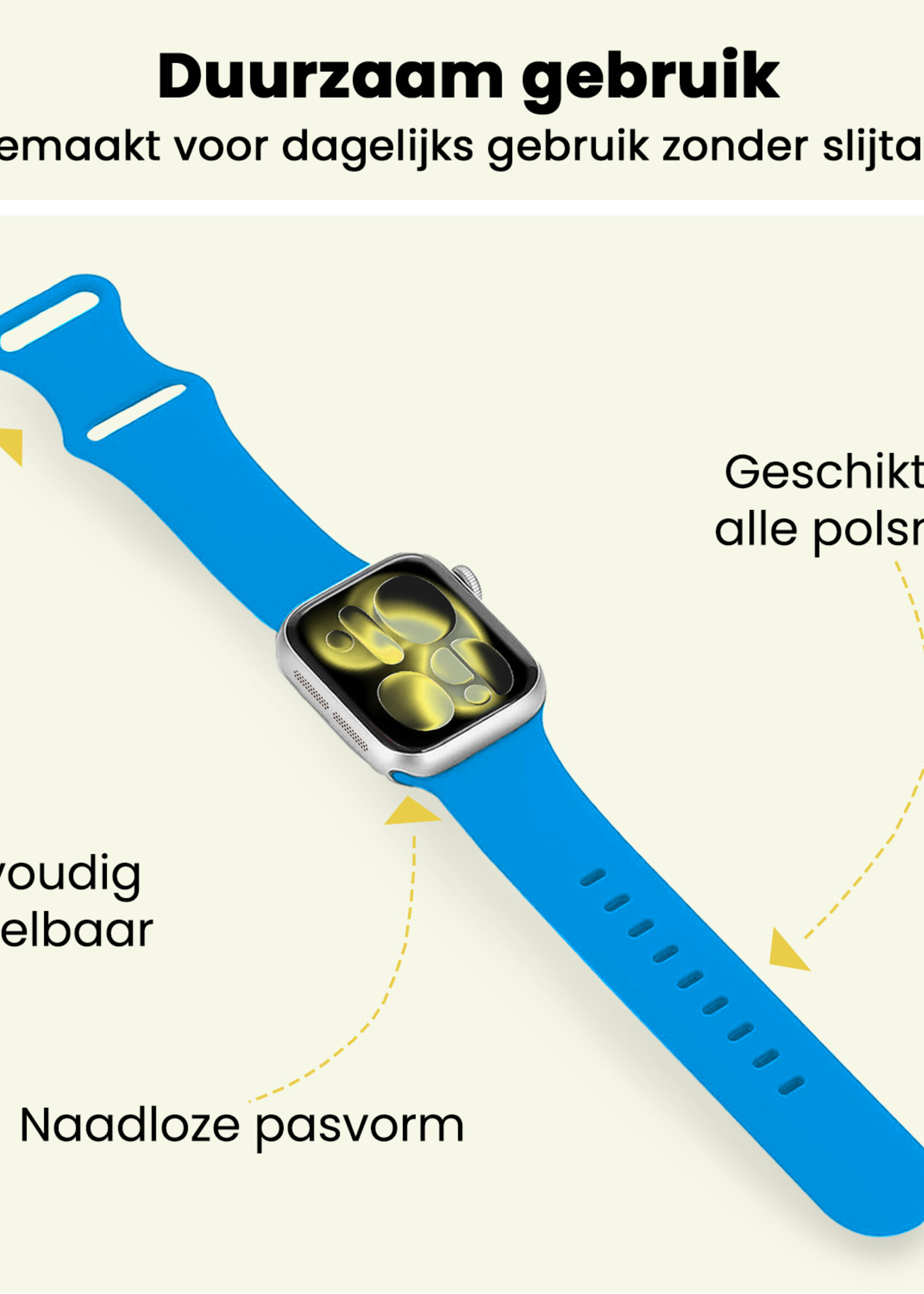 LUQ LUQ Apple Watch Bandje Siliconen Verstelbaar (42/44/45/46 mm) - Blauw
