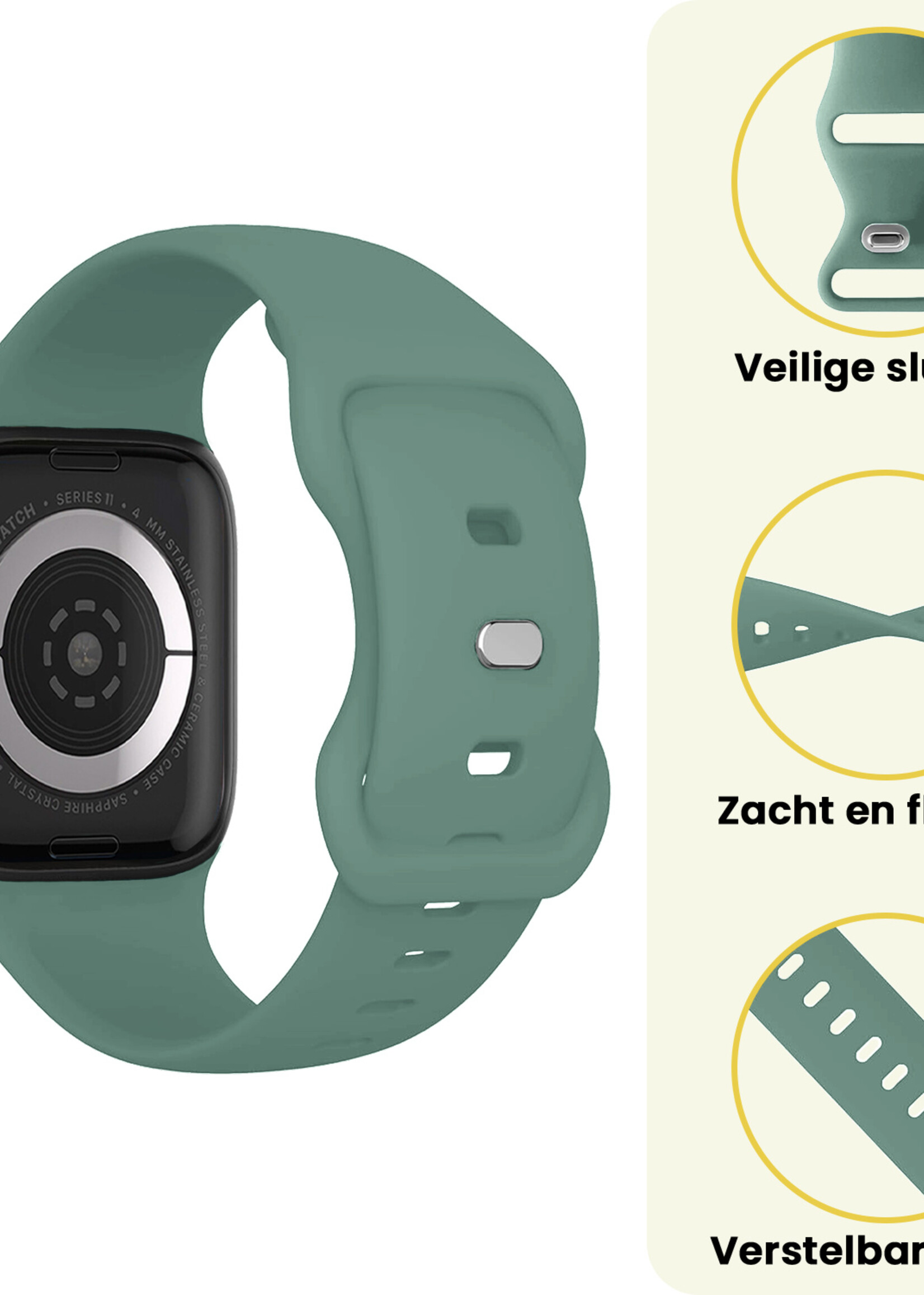 LUQ LUQ Apple Watch Bandje Siliconen Verstelbaar (42/44/45/46 mm) - Cactus