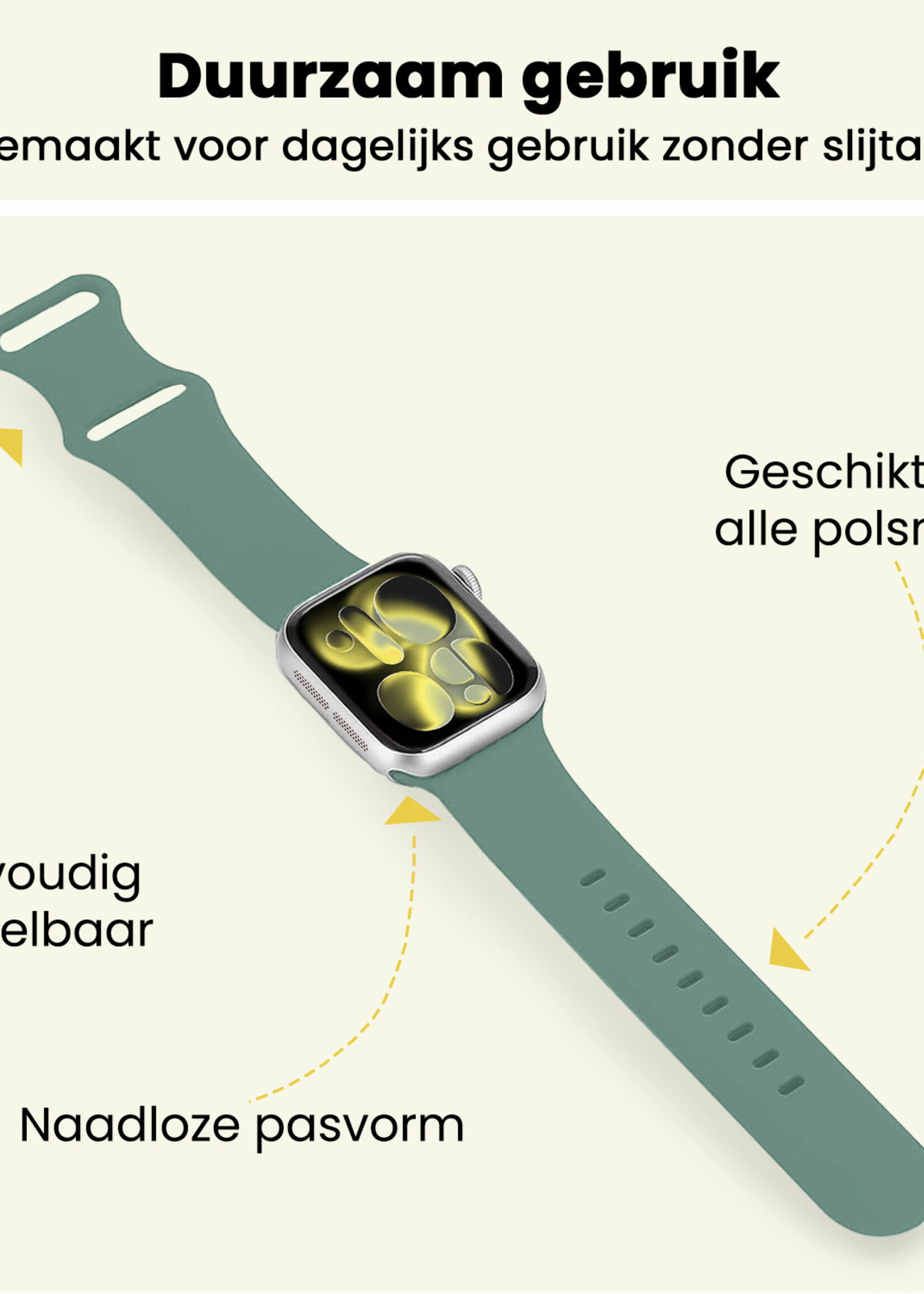 LUQ LUQ Apple Watch Bandje Siliconen Verstelbaar (42/44/45/46 mm) - Cactus