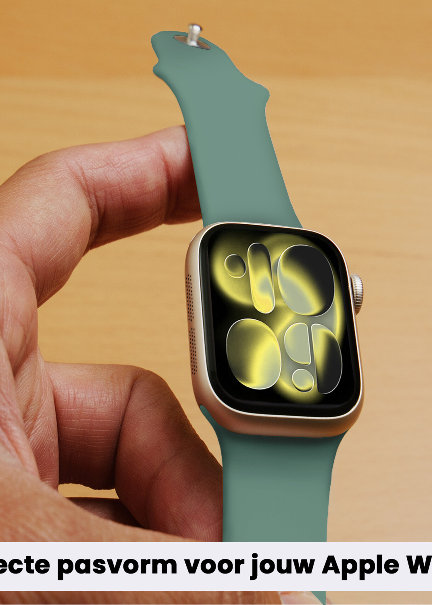LUQ LUQ Apple Watch Bandje Siliconen Verstelbaar (42/44/45/46 mm) - Cactus