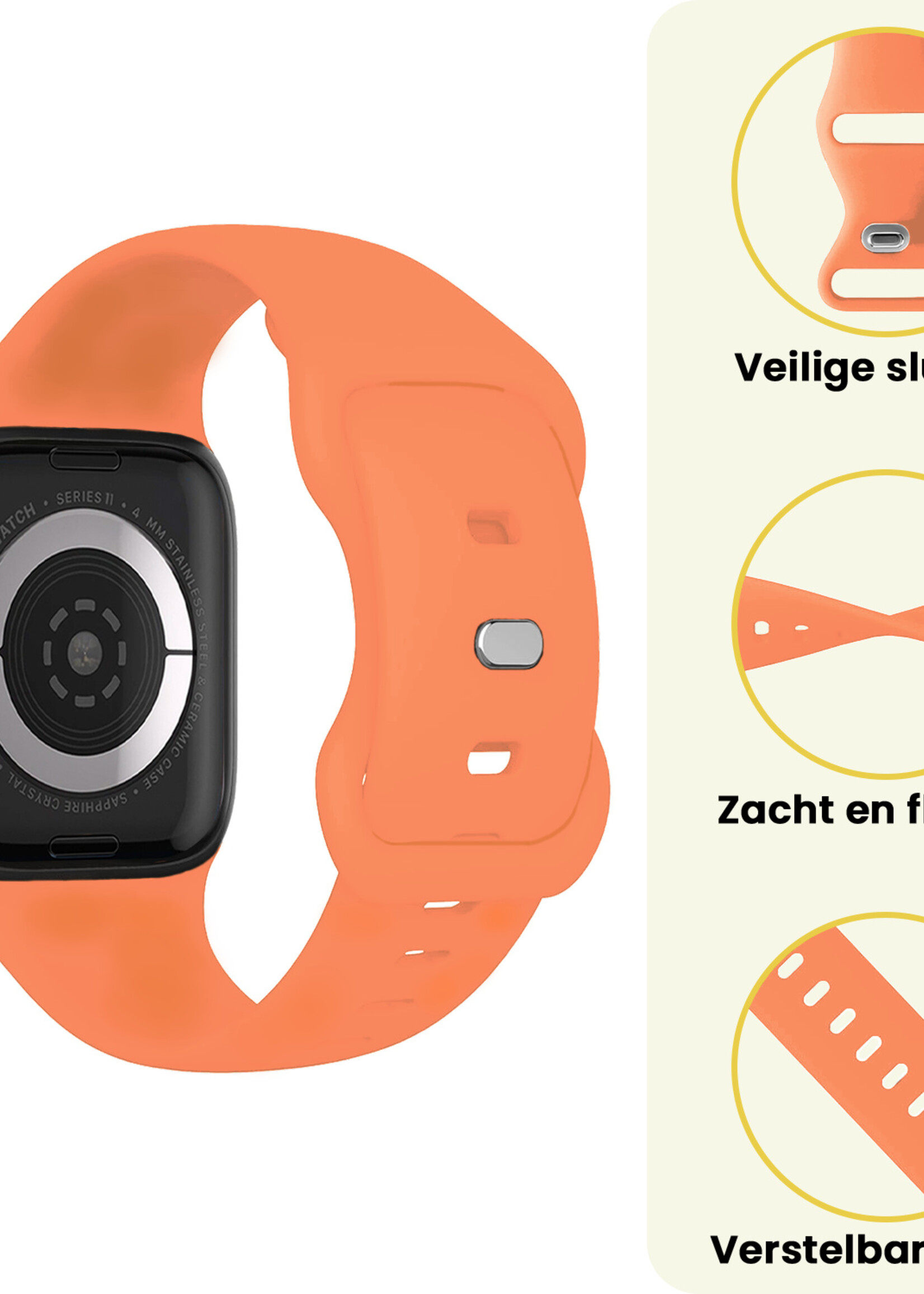 LUQ LUQ Apple Watch Bandje Siliconen Verstelbaar (42/44/45/46 mm) - Calendula