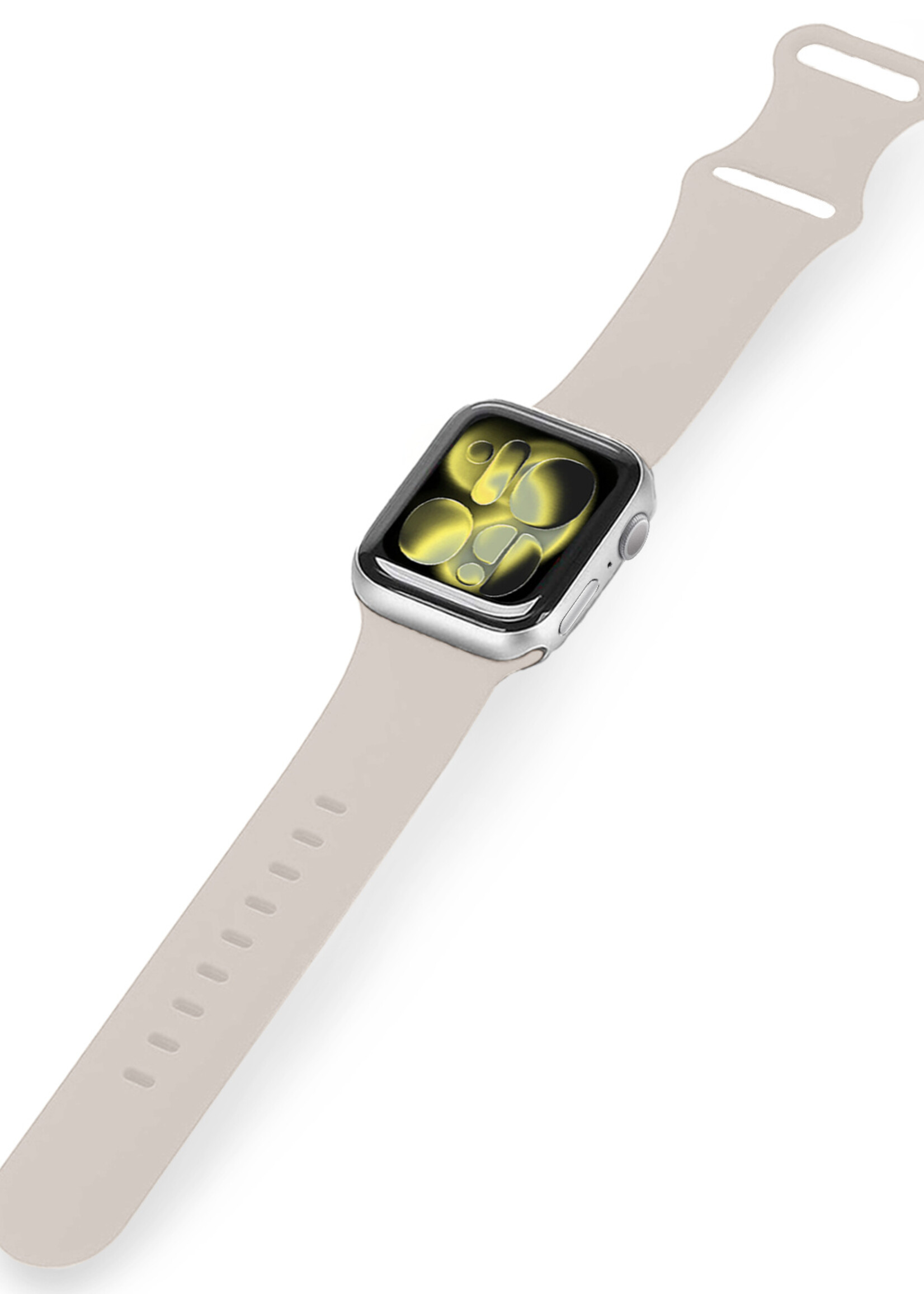LUQ LUQ Apple Watch Bandje Siliconen Verstelbaar (42/44/45/46 mm) - Ivoor