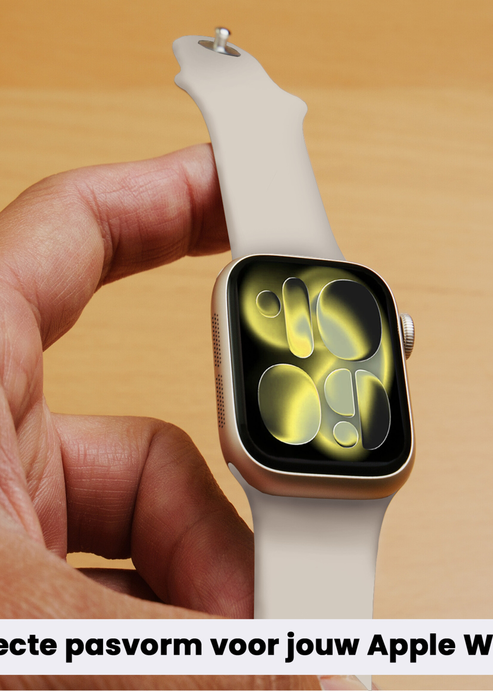 LUQ LUQ Apple Watch Bandje Siliconen Verstelbaar (42/44/45/46 mm) - Ivoor