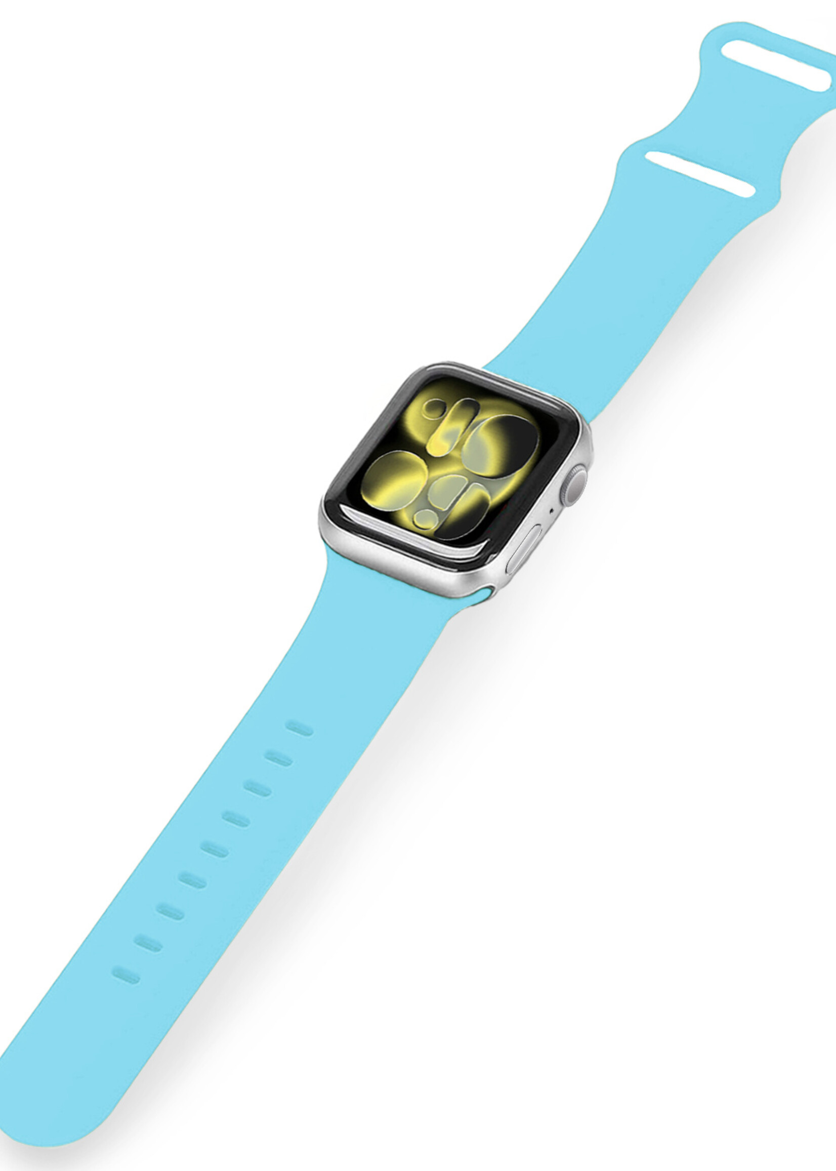 LUQ LUQ Apple Watch Bandje Siliconen Verstelbaar (42/44/45/46 mm) - Lichtblauw
