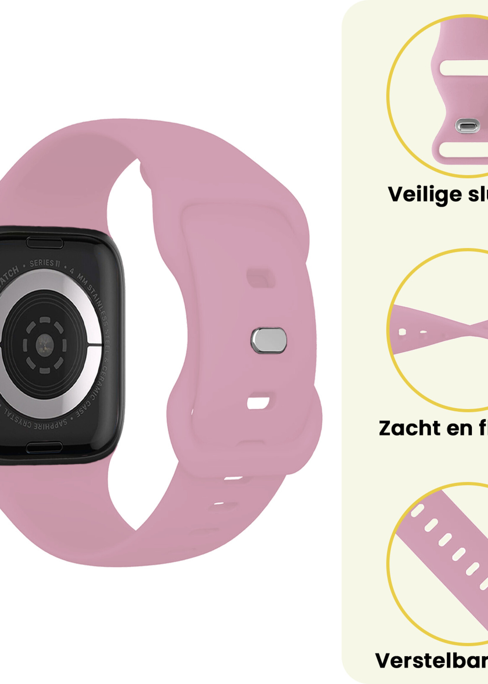 LUQ LUQ Apple Watch Bandje Siliconen Verstelbaar (42/44/45/46 mm) - Lila