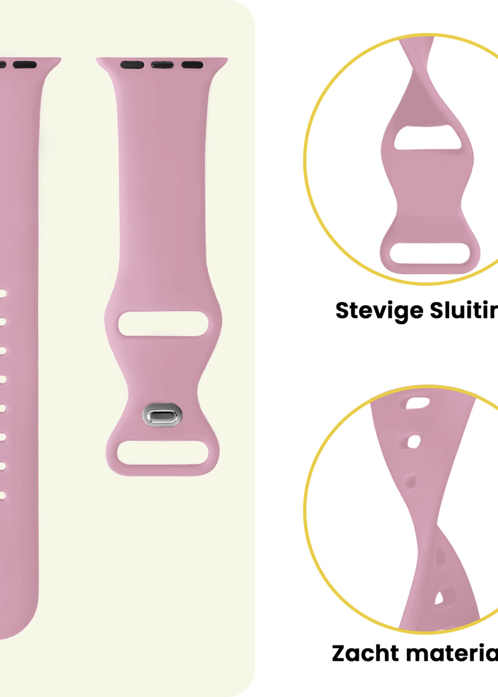 LUQ LUQ Apple Watch Bandje Siliconen Verstelbaar (42/44/45/46 mm) - Lila