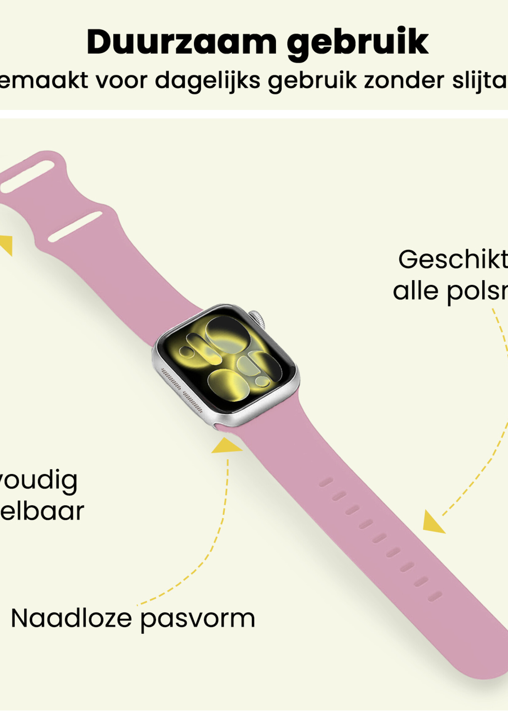 LUQ LUQ Apple Watch Bandje Siliconen Verstelbaar (42/44/45/46 mm) - Lila