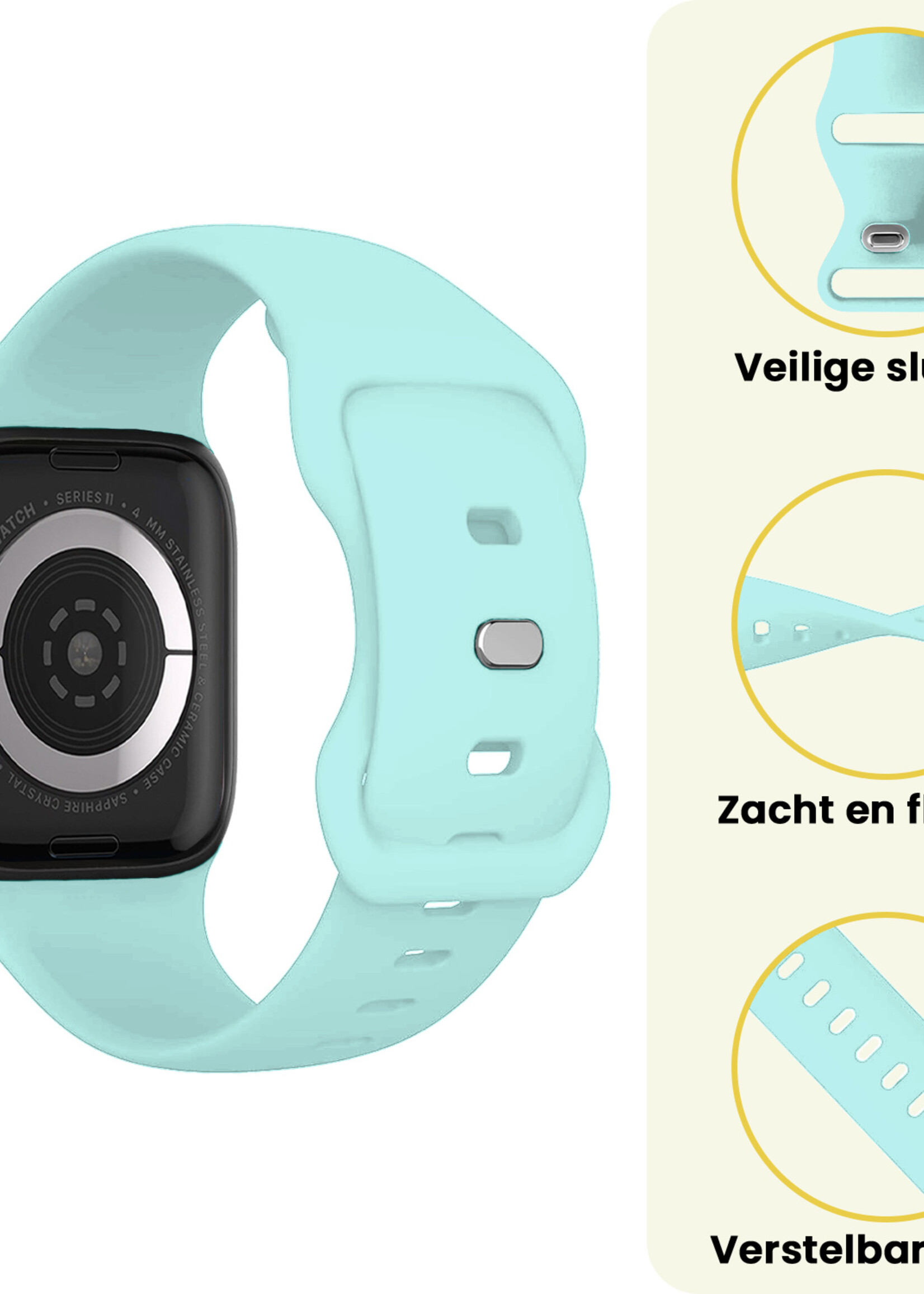 LUQ LUQ Apple Watch Bandje Siliconen Verstelbaar (42/44/45/46 mm) - Oud Roze