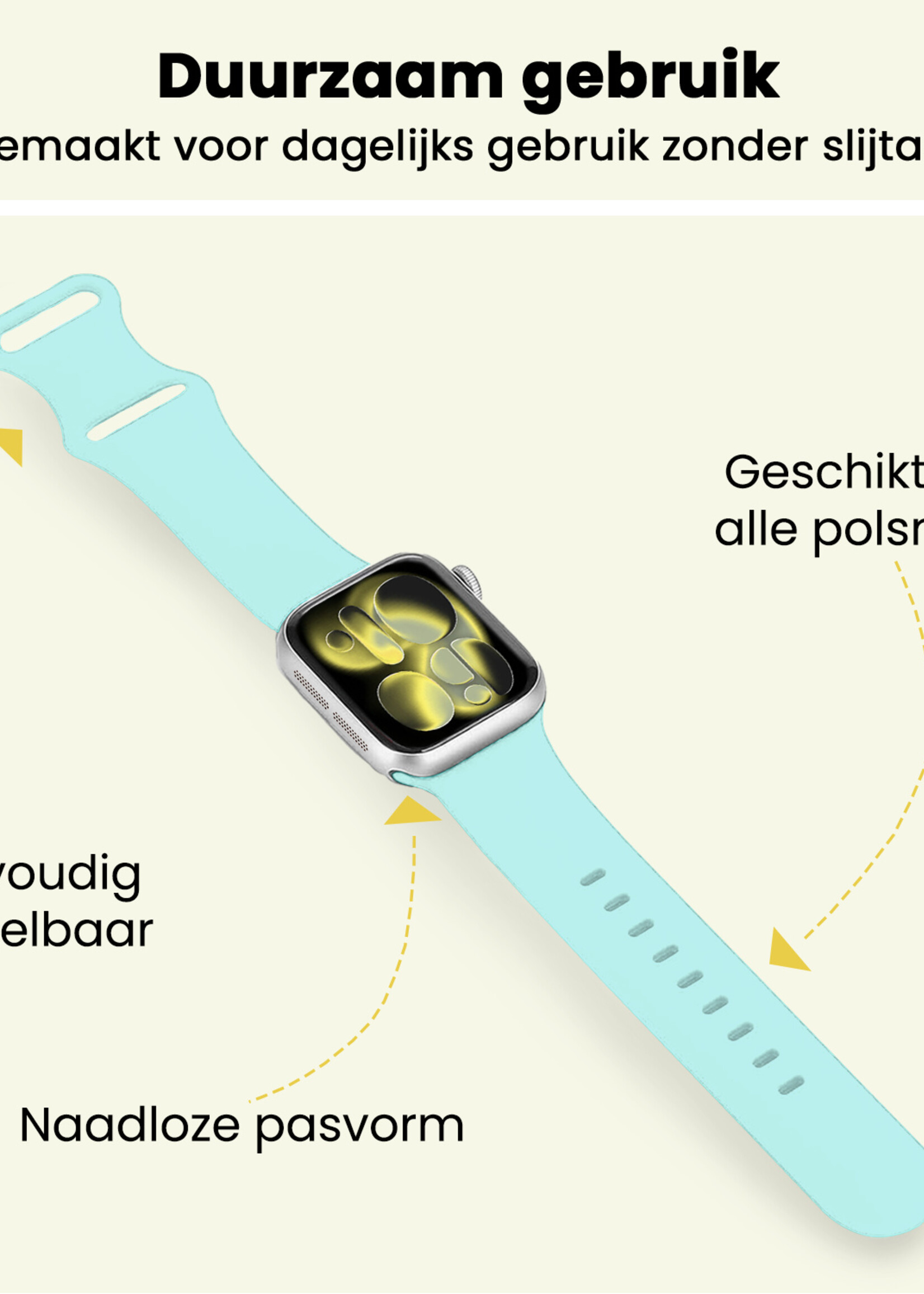 LUQ LUQ Apple Watch Bandje Siliconen Verstelbaar (42/44/45/46 mm) - Oud Roze