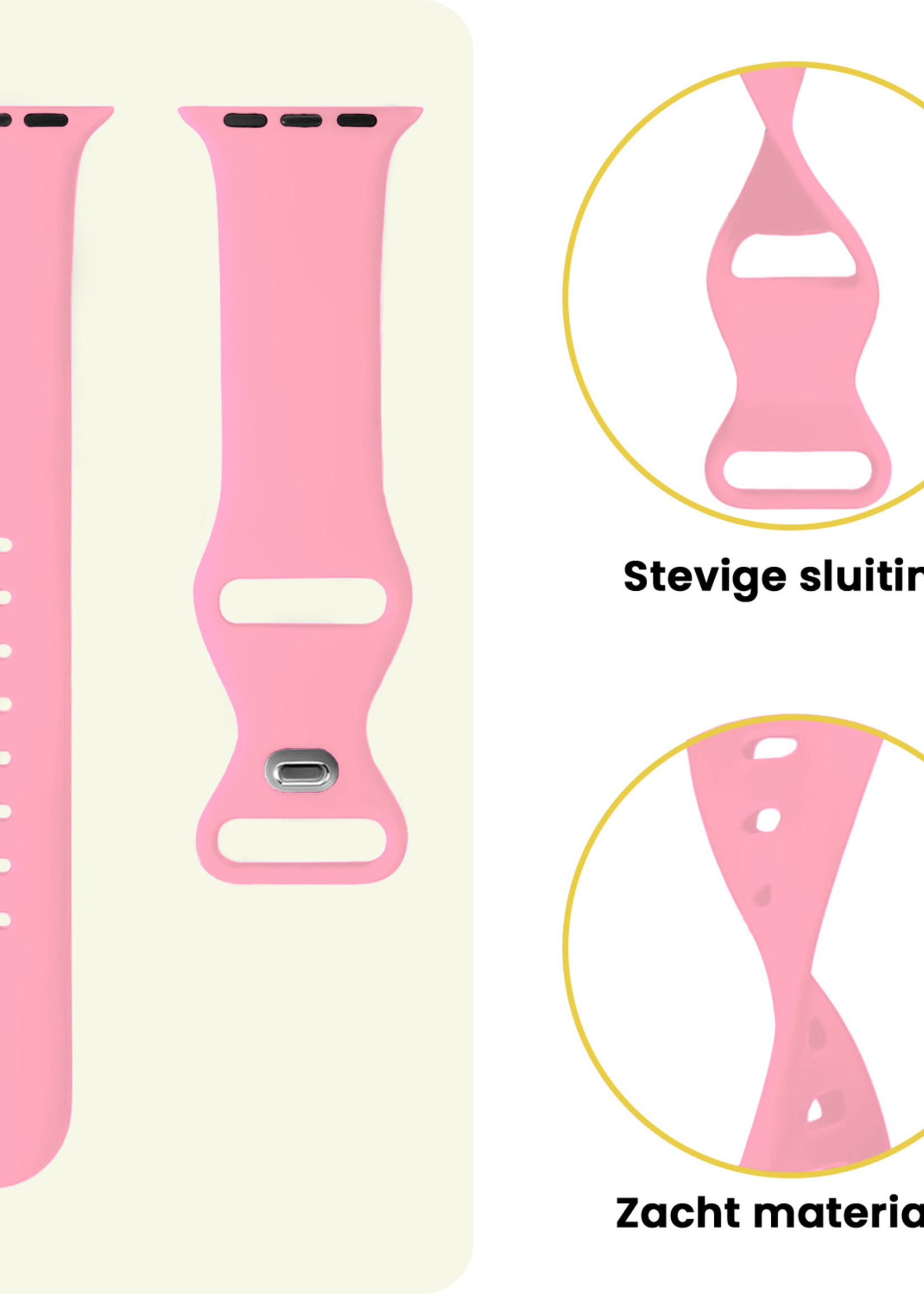 LUQ LUQ Apple Watch Bandje Siliconen Verstelbaar (42/44/45/46 mm) - Roze