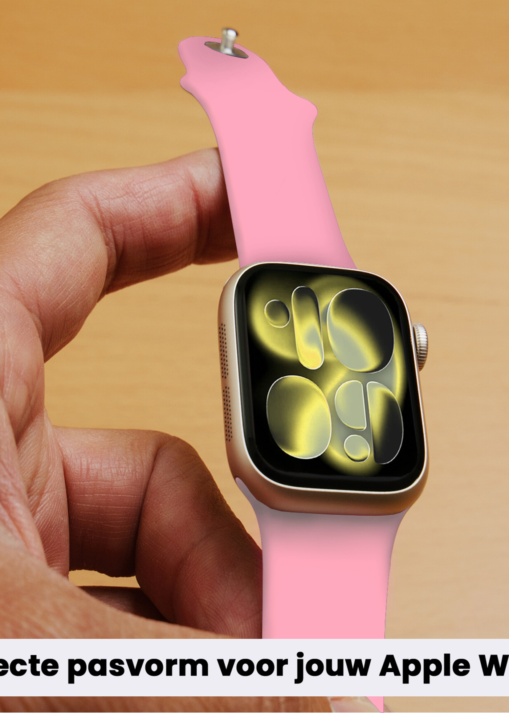 LUQ LUQ Apple Watch Bandje Siliconen Verstelbaar (42/44/45/46 mm) - Roze