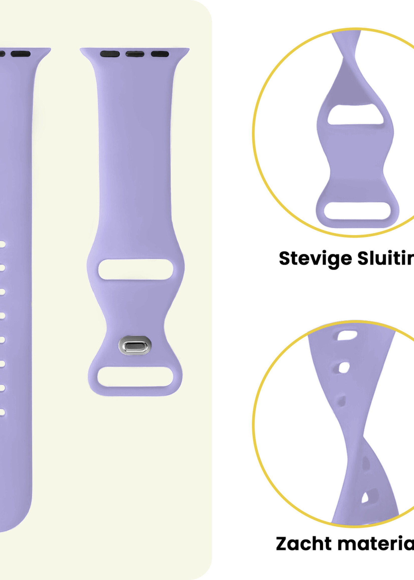 LUQ LUQ Apple Watch Bandje Siliconen Verstelbaar (42/44/45/46 mm) - Violet