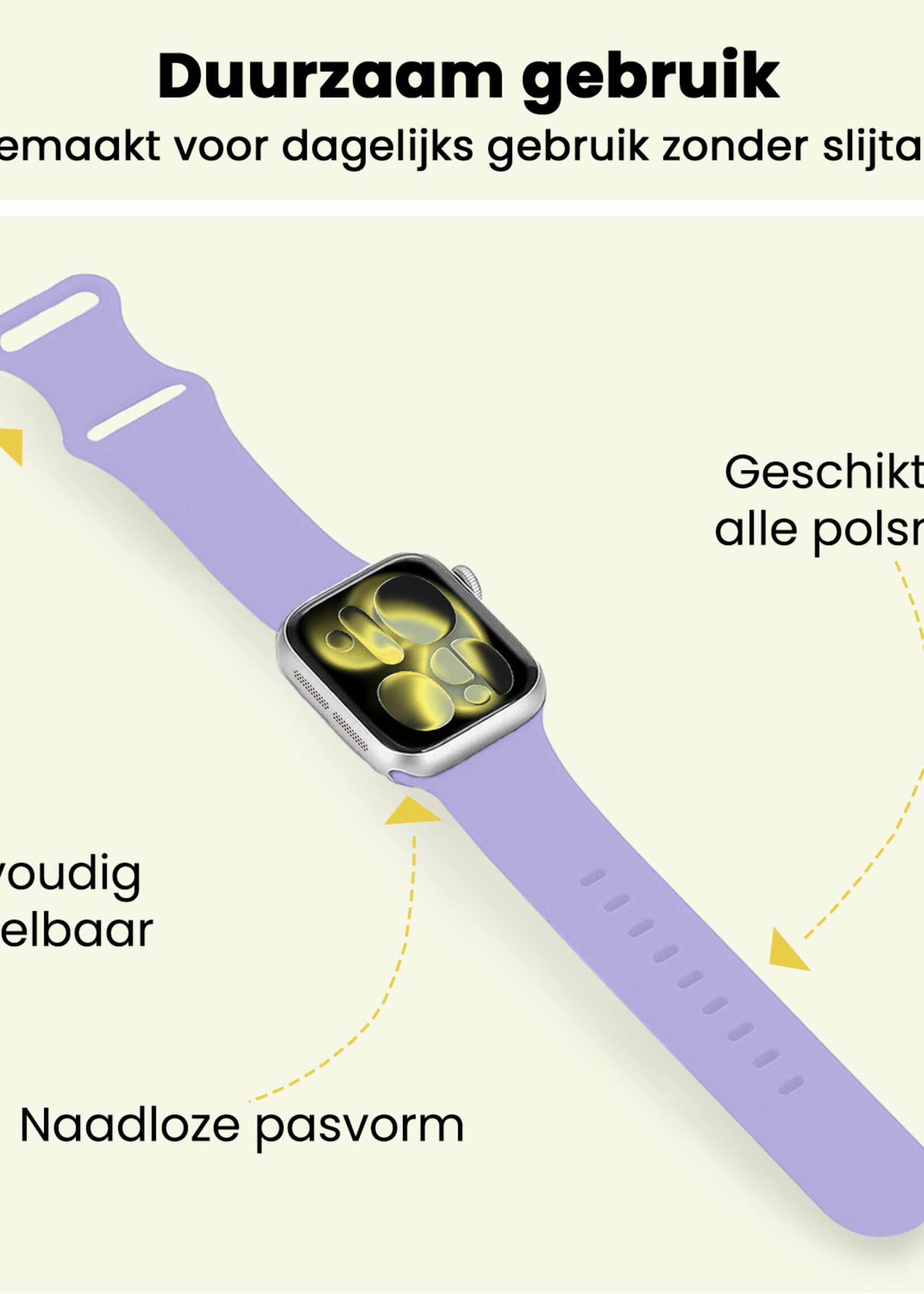 LUQ LUQ Apple Watch Bandje Siliconen Verstelbaar (42/44/45/46 mm) - Violet