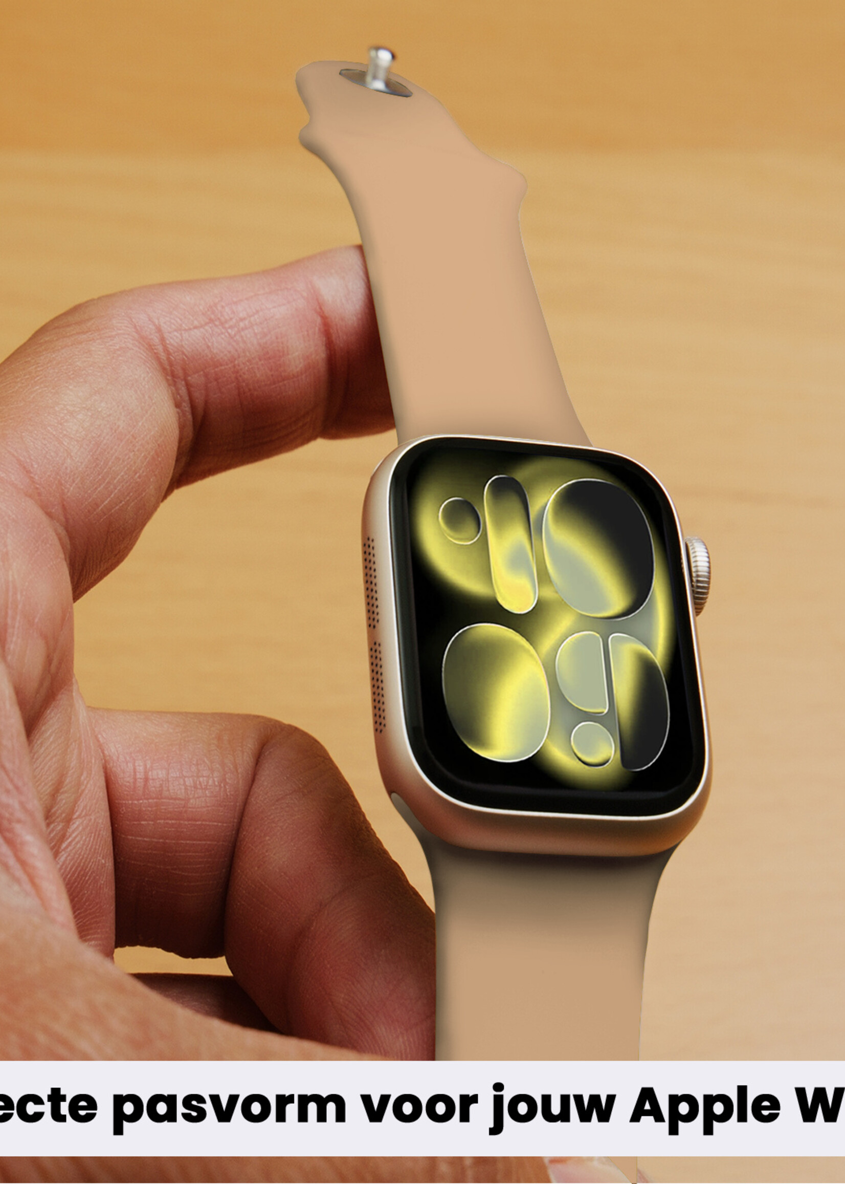 LUQ LUQ Apple Watch Bandje Siliconen Verstelbaar (42/44/45/46 mm) - Walnoot