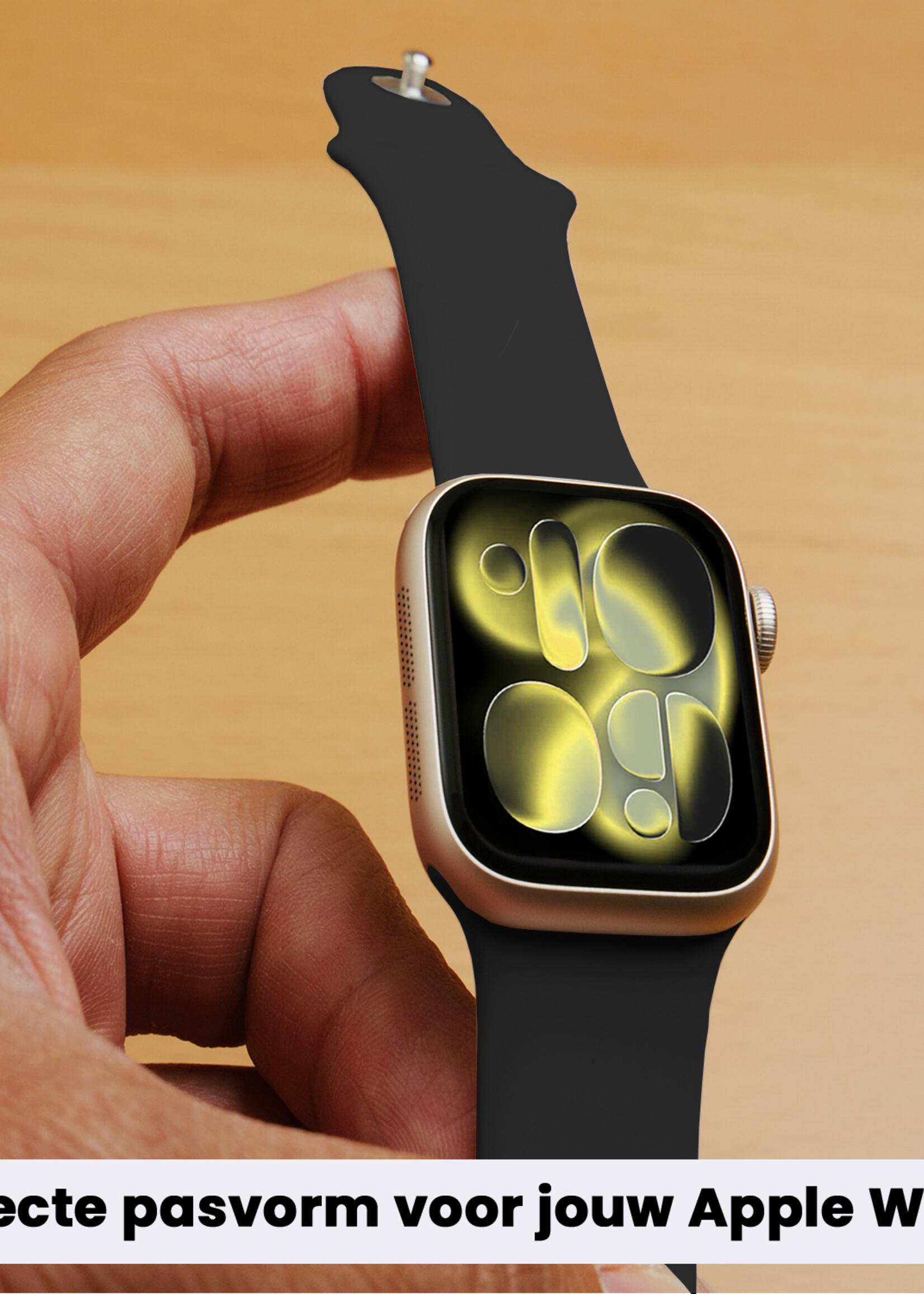 LUQ LUQ Apple Watch Bandje Siliconen Verstelbaar (42/44/45/46 mm) - Zwart