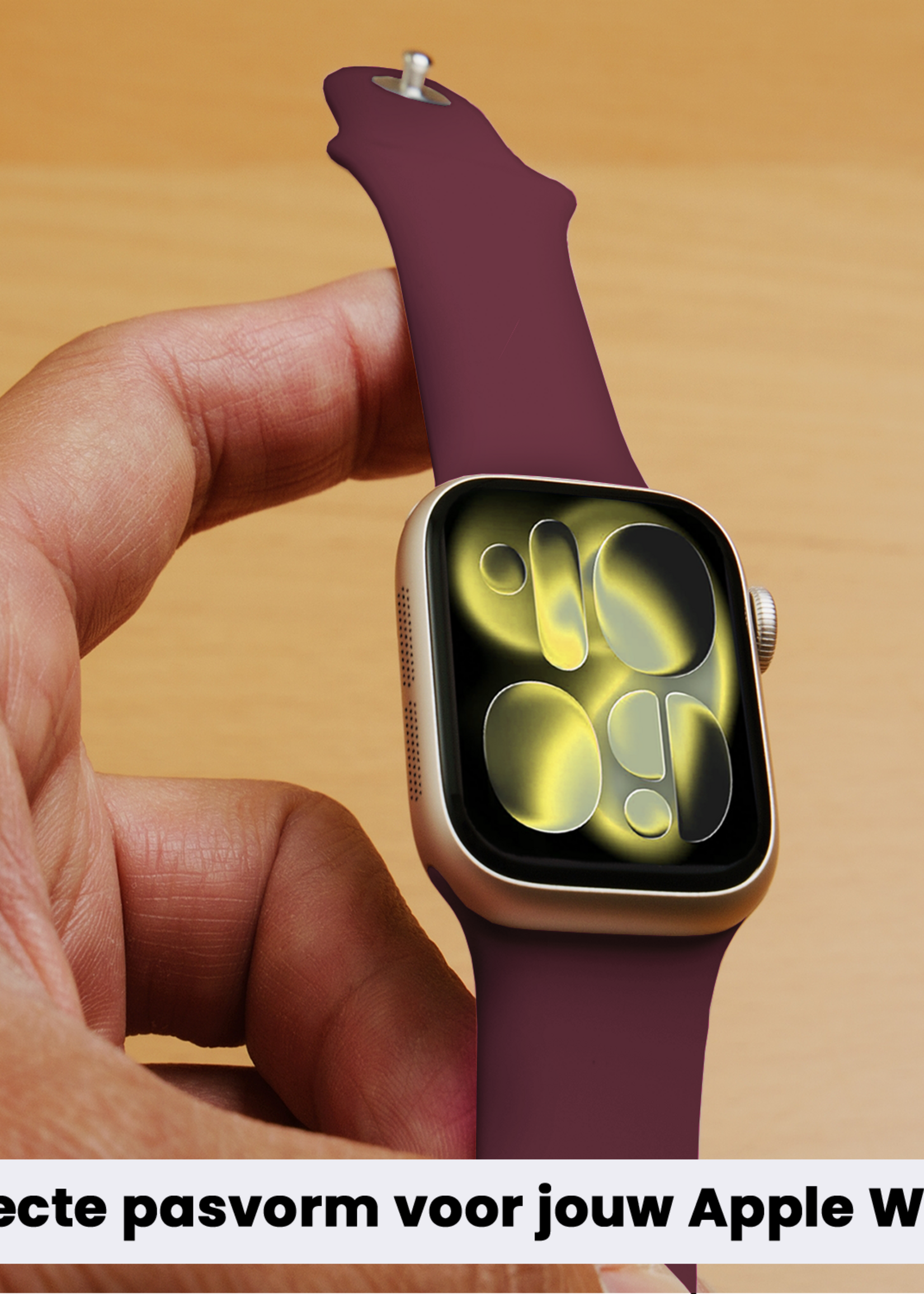 LUQ LUQ Apple Watch Bandje Siliconen Verstelbaar (42/44/45/46 mm) - Donker Rood