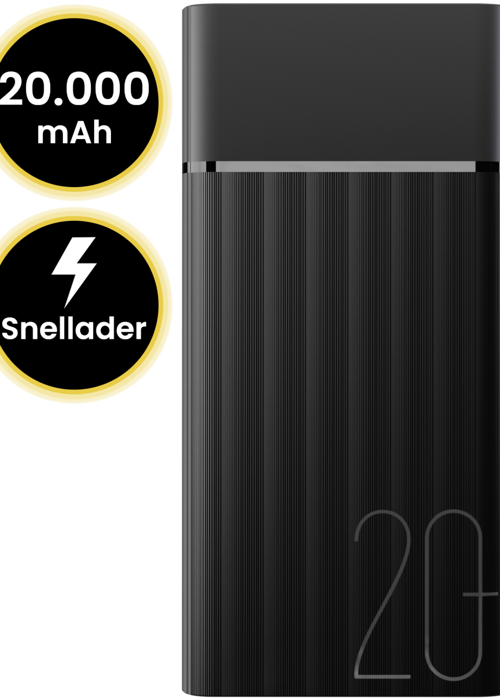 LUQ Powerbank 20000 mAh Universele Powerbanks – 22.5W USB 3.0 Snellader - Zwart