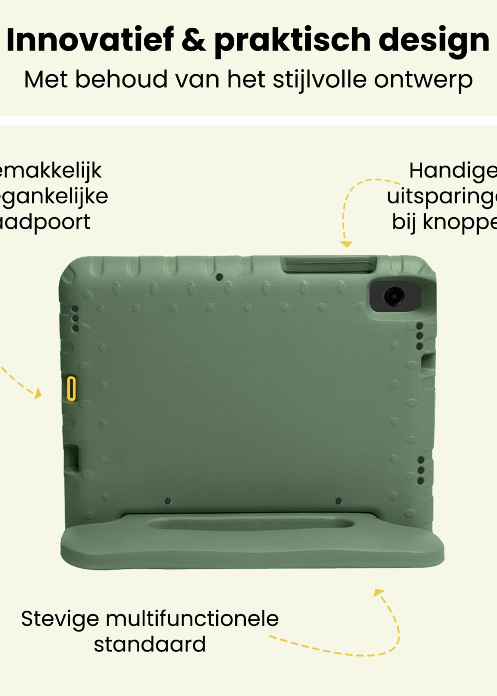 LUQ LUQ Samsung Galaxy Tab A11 Kinderhoes Met Screenprotector - Donkergroen