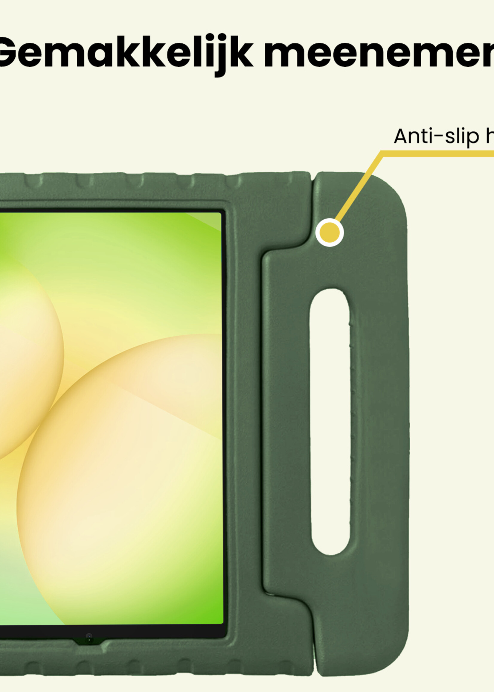 LUQ LUQ Samsung Galaxy Tab A11 Kinderhoes Met Screenprotector - Donkergroen