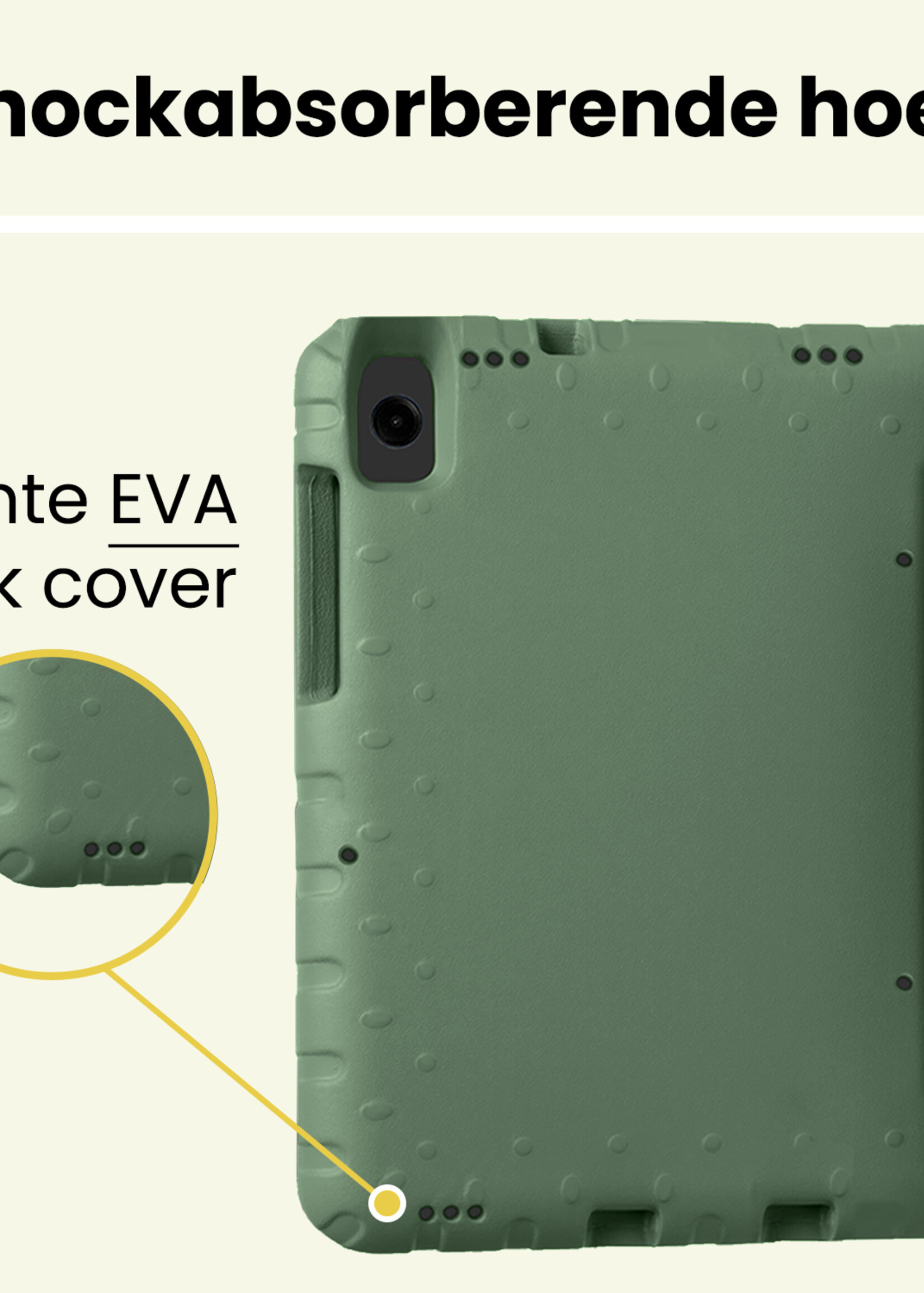 LUQ LUQ Samsung Galaxy Tab A11 Kinderhoes Met Screenprotector - Donkergroen