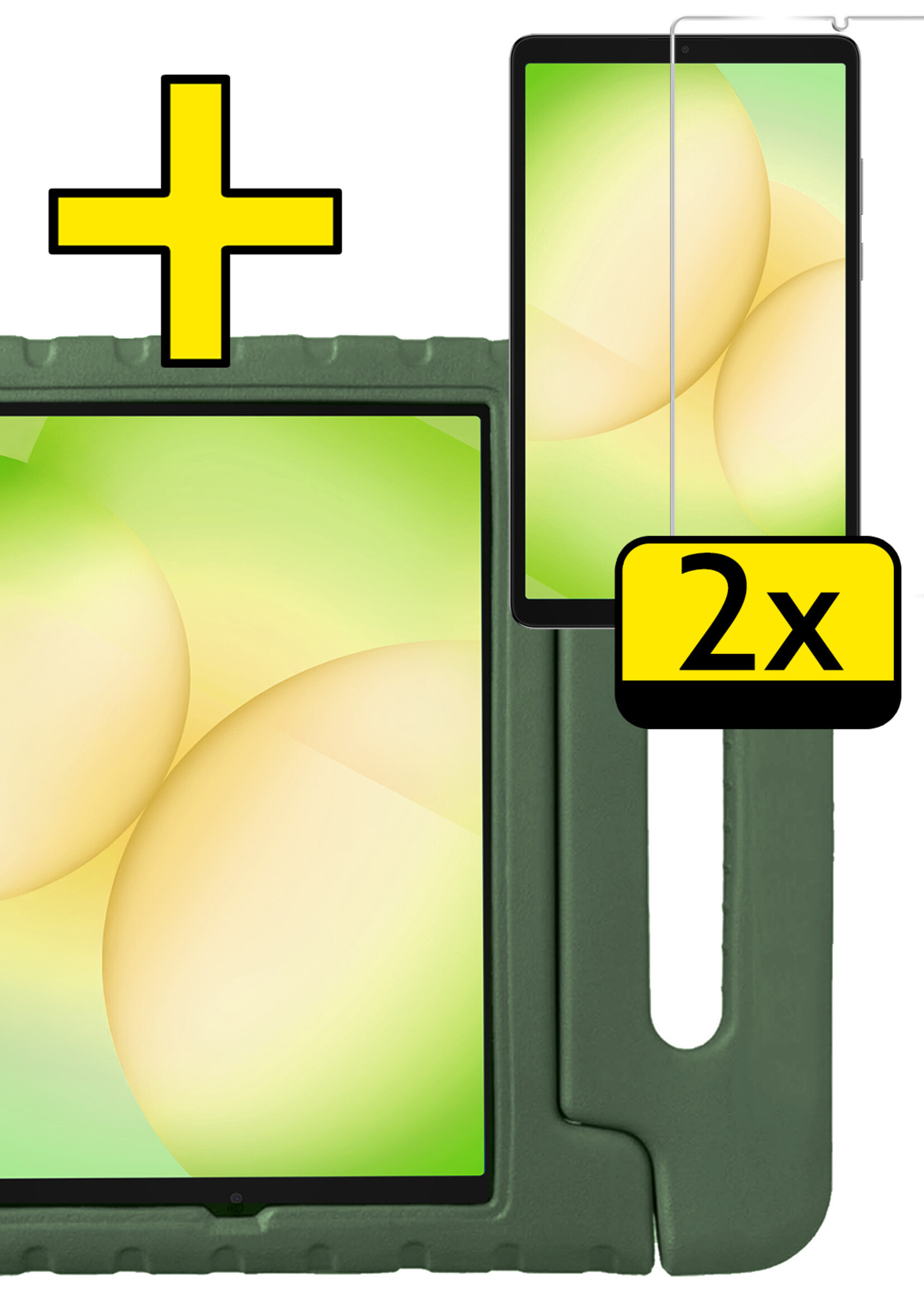 LUQ LUQ Samsung Galaxy Tab A11 Kinderhoes Met 2x Screenprotector - Donkergroen