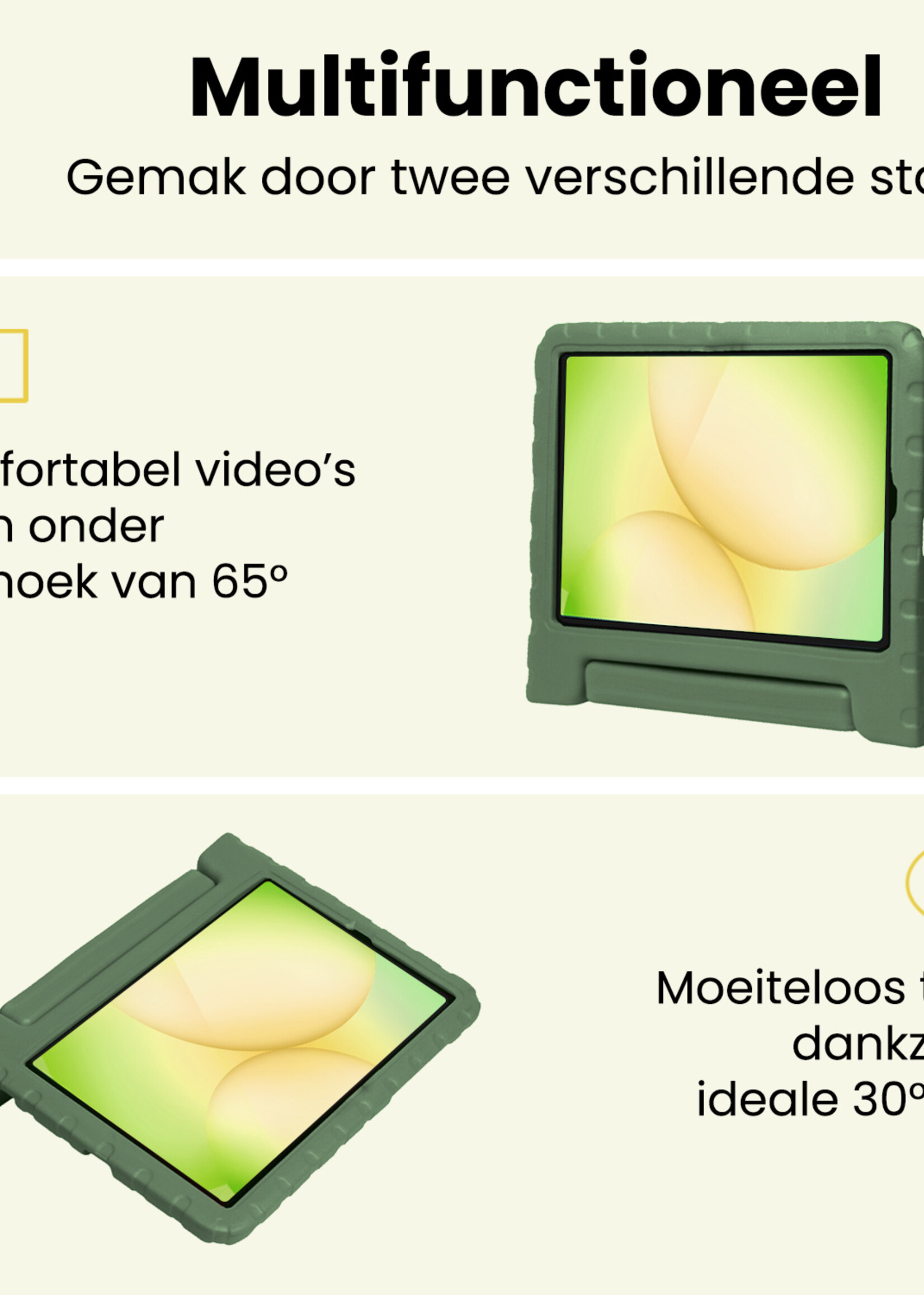 LUQ LUQ Samsung Galaxy Tab A11 Kinderhoes Met 2x Screenprotector - Donkergroen