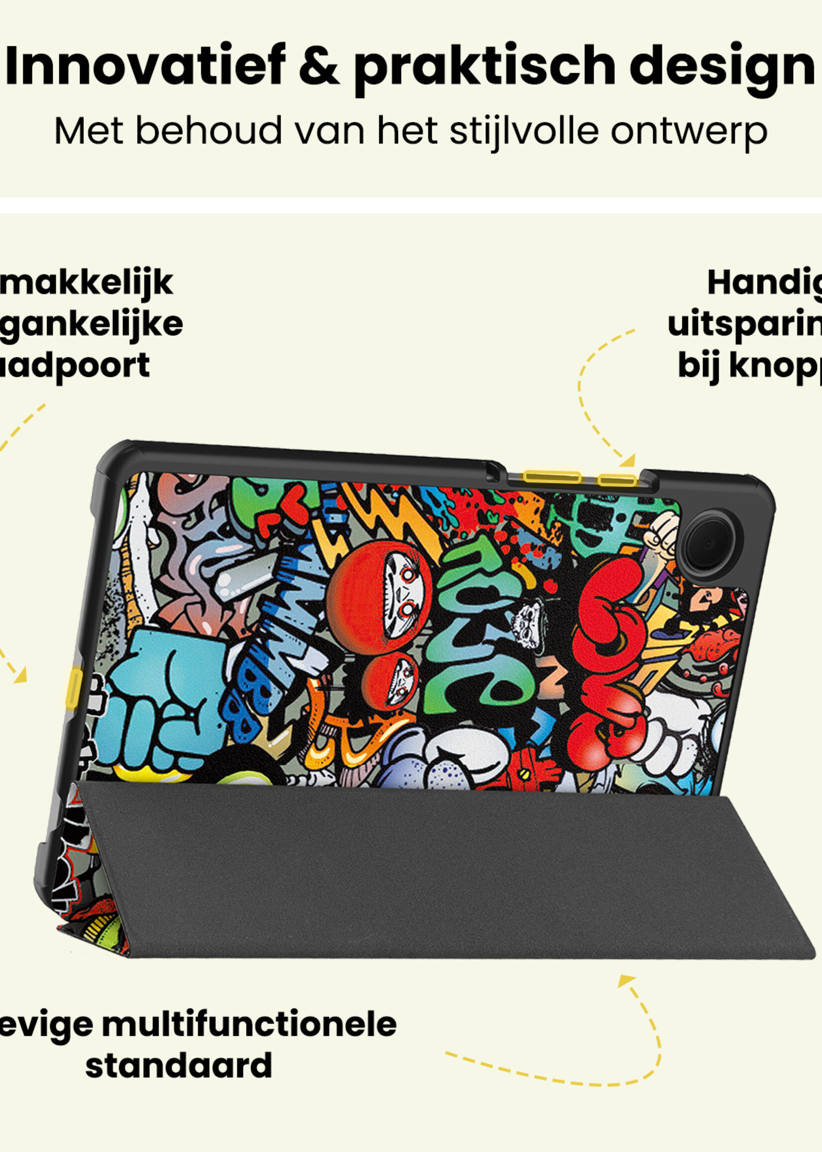 LUQ LUQ Samsung Galaxy Tab A11 Hoes Met Screenprotector - Graffity