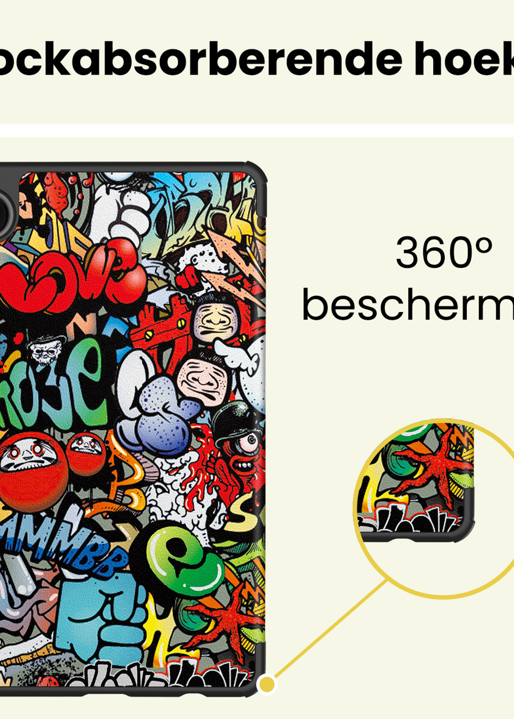 LUQ LUQ Samsung Galaxy Tab A11 Hoes Met Screenprotector - Graffity