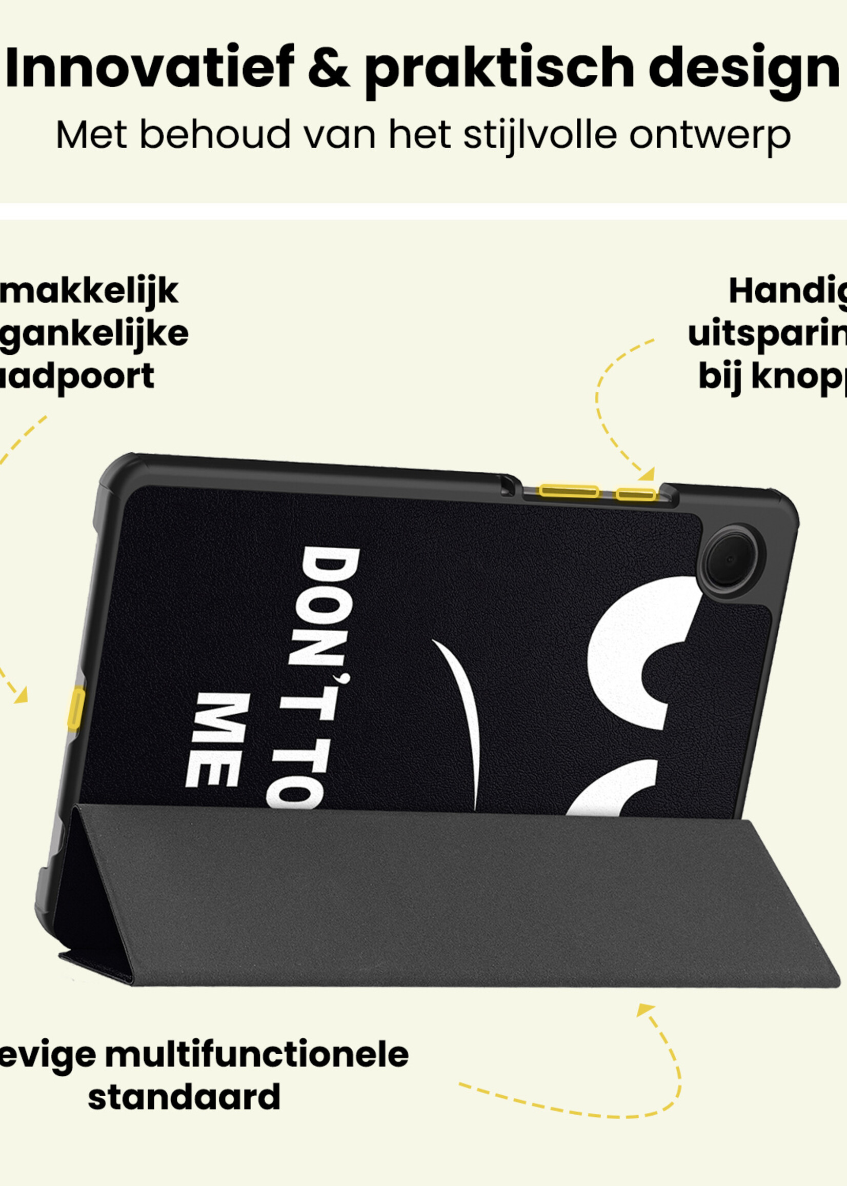 LUQ LUQ Samsung Galaxy Tab A11 Hoes Met Screenprotector - Don't touch me