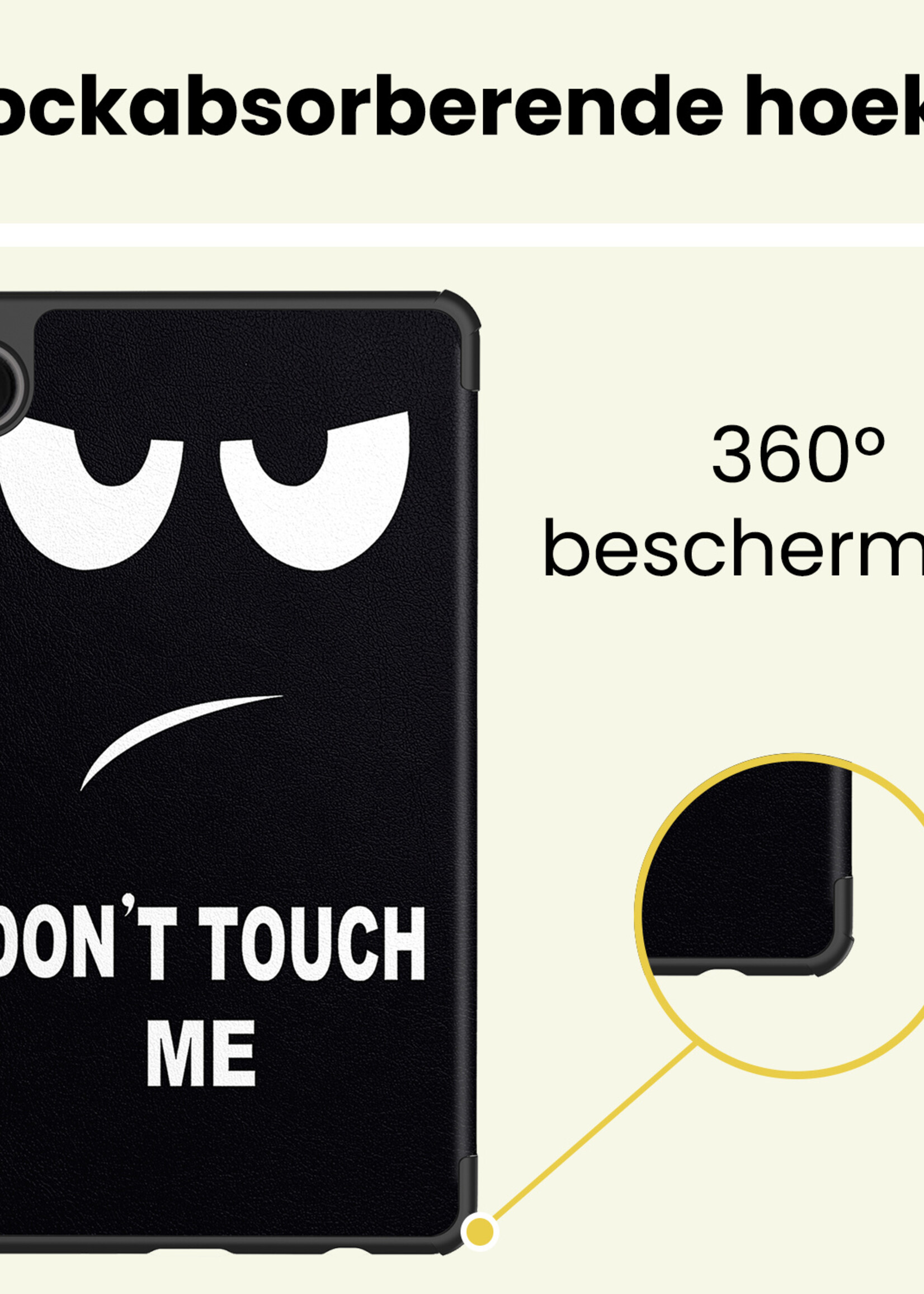 LUQ LUQ Samsung Galaxy Tab A11 Hoes Met Screenprotector - Don't touch me