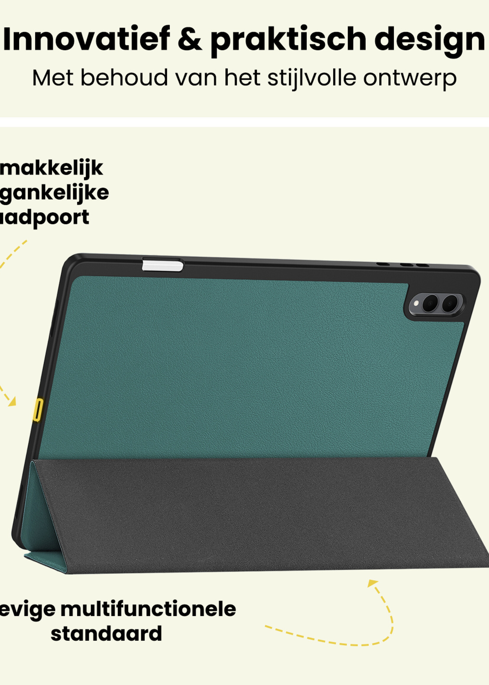 LUQ LUQ Samsung Galaxy Tab S11 Ultra Hoesje Met Uitsparing S Pen Met Screenprotector - Donkergroen