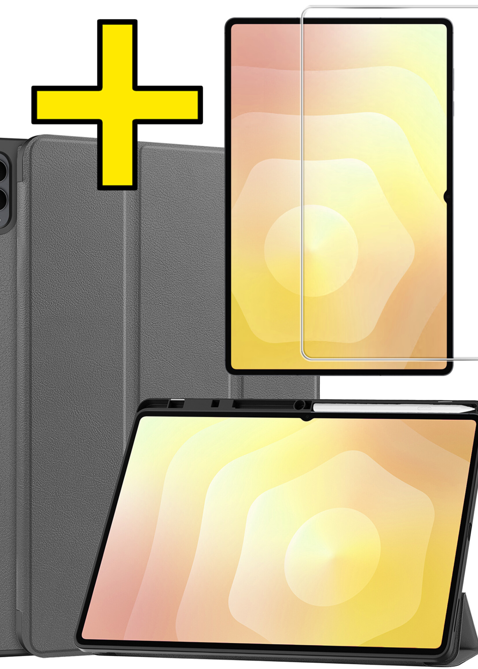 LUQ LUQ Samsung Galaxy Tab S11 Ultra Hoesje Met Uitsparing S Pen Met Screenprotector - Grijs