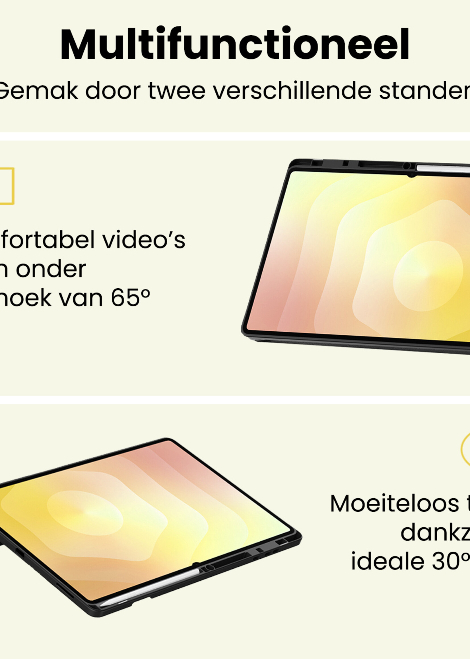 LUQ LUQ Samsung Galaxy Tab S11 Ultra Hoesje Met Uitsparing S Pen Met Screenprotector - Grijs