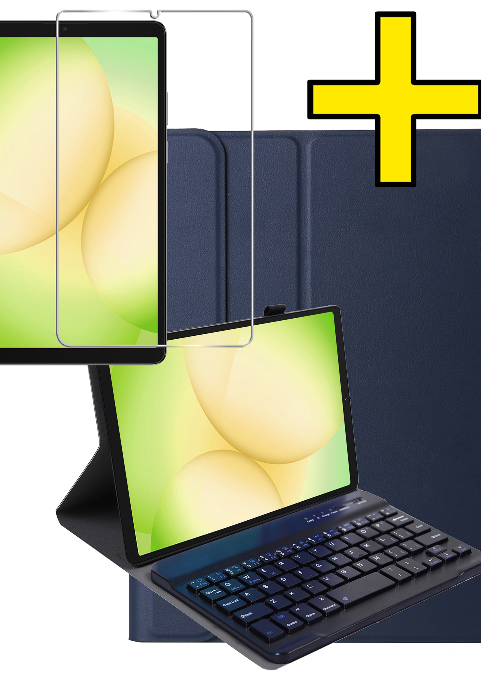 LUQ LUQ Samsung Galaxy Tab A11 Toetsenbordhoes Met Screenprotector - Donkerblauw