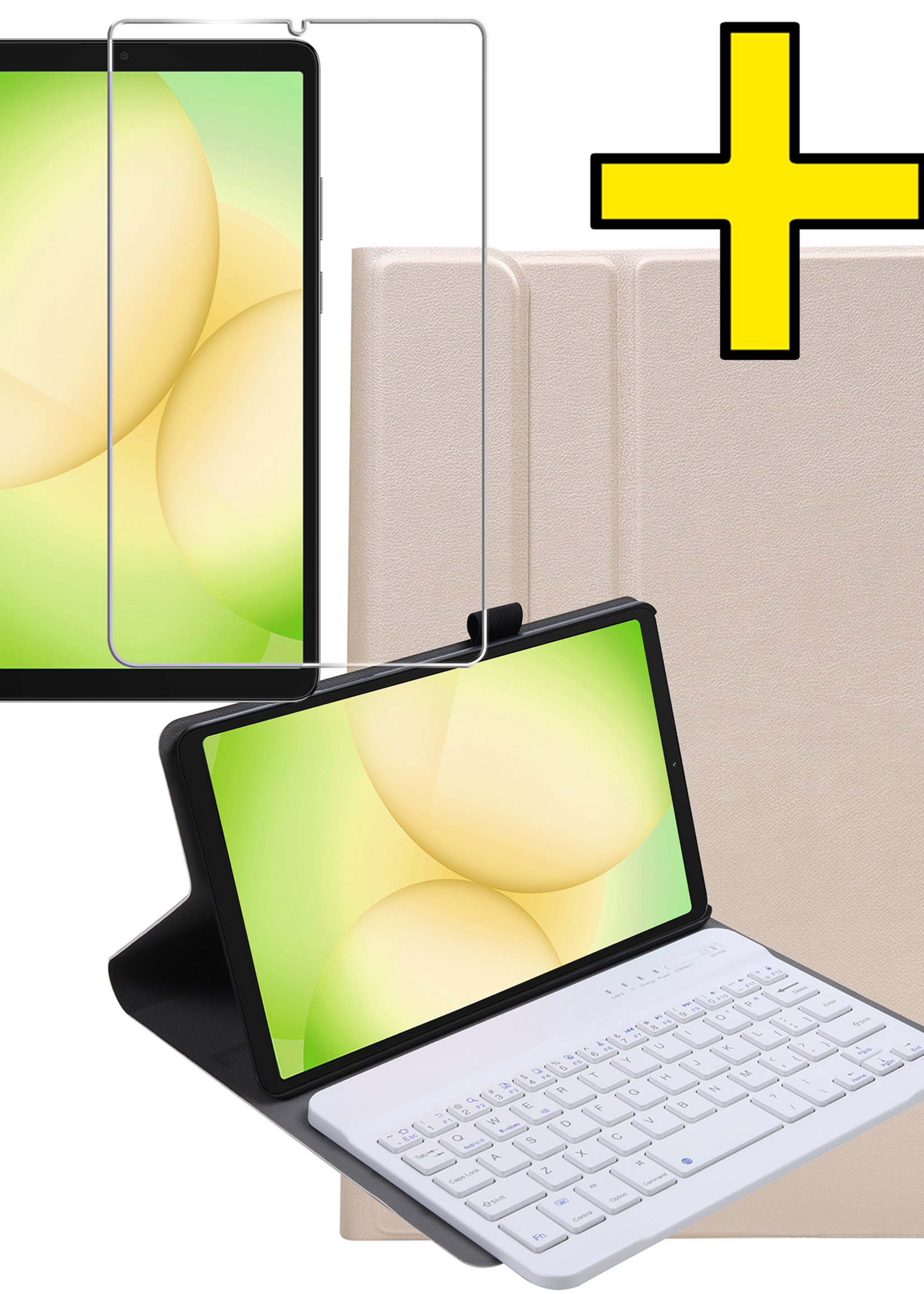 LUQ LUQ Samsung Galaxy Tab A11 Toetsenbordhoes Met Screenprotector - Goud