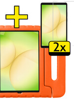 LUQ LUQ Samsung Galaxy Tab A11 Kinderhoes Met 2x Screenprotector - Oranje
