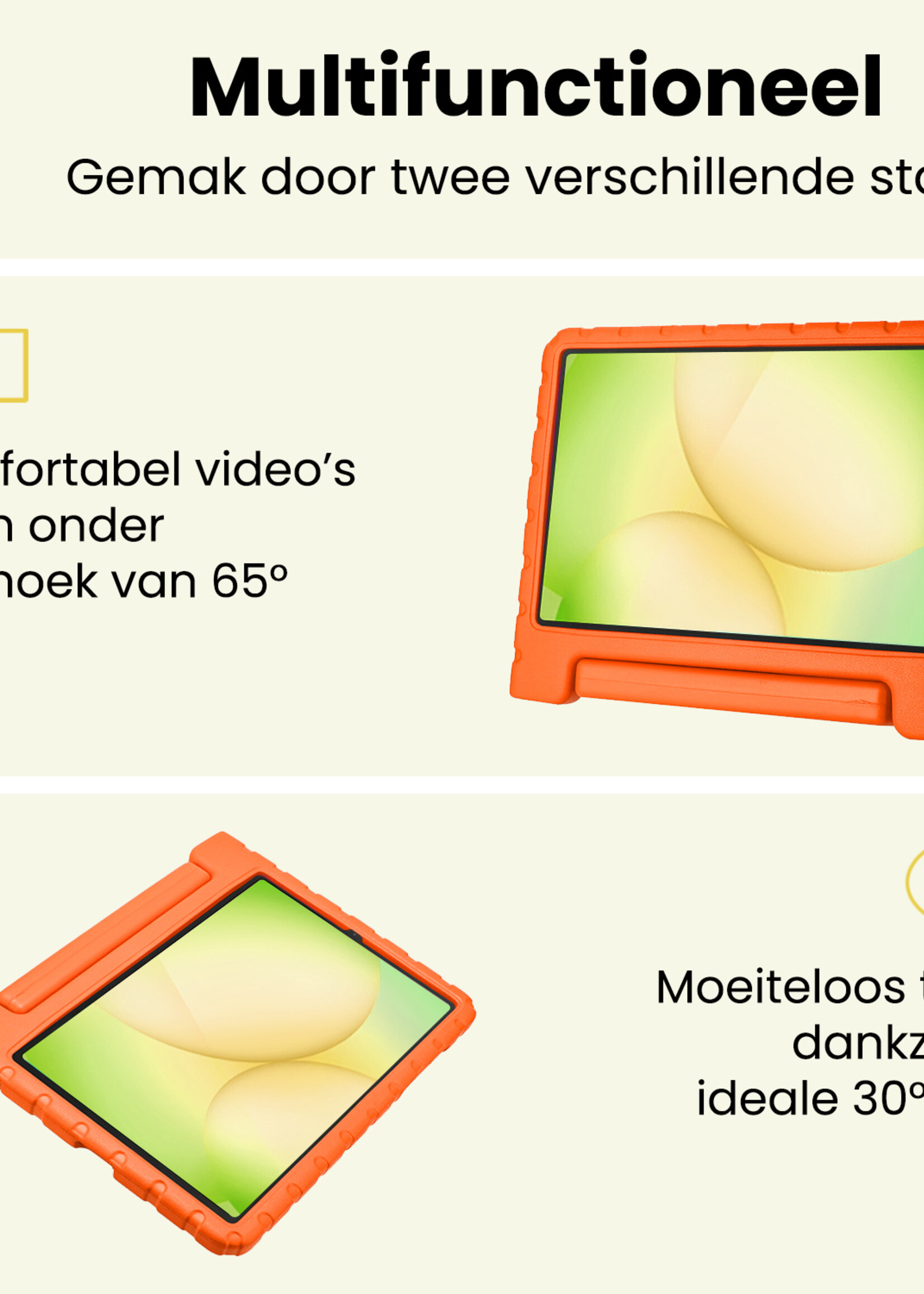 LUQ LUQ Samsung Galaxy Tab A11 Kinderhoes Met 2x Screenprotector - Oranje