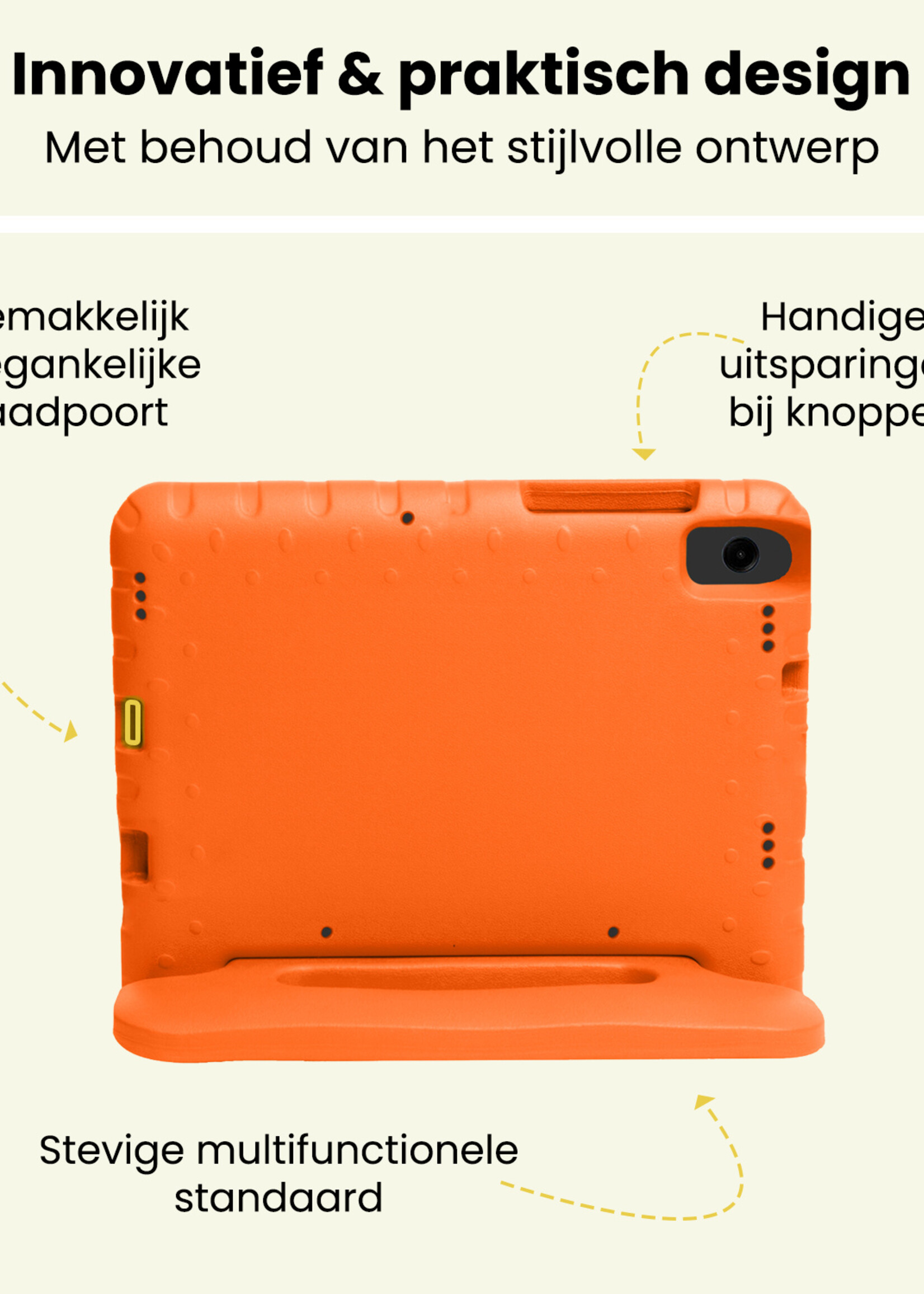 LUQ LUQ Samsung Galaxy Tab A11 Kinderhoes Met 2x Screenprotector - Oranje