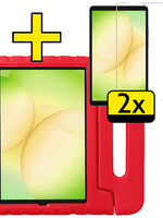 LUQ LUQ Samsung Galaxy Tab A11 Kinderhoes Met 2x Screenprotector - Rood