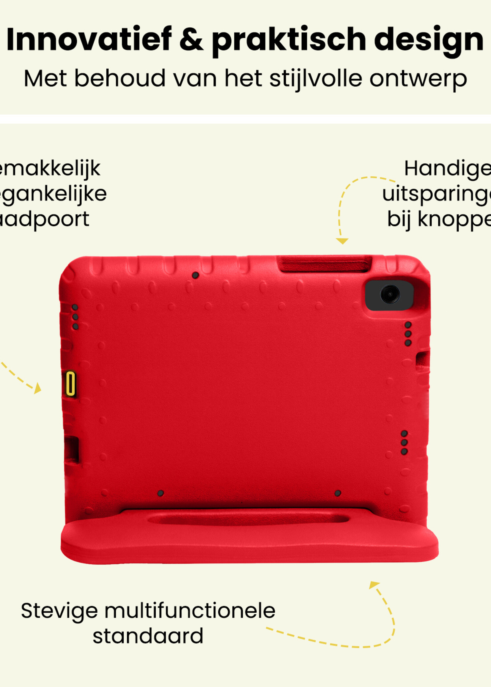 LUQ LUQ Samsung Galaxy Tab A11 Kinderhoes Met 2x Screenprotector - Rood