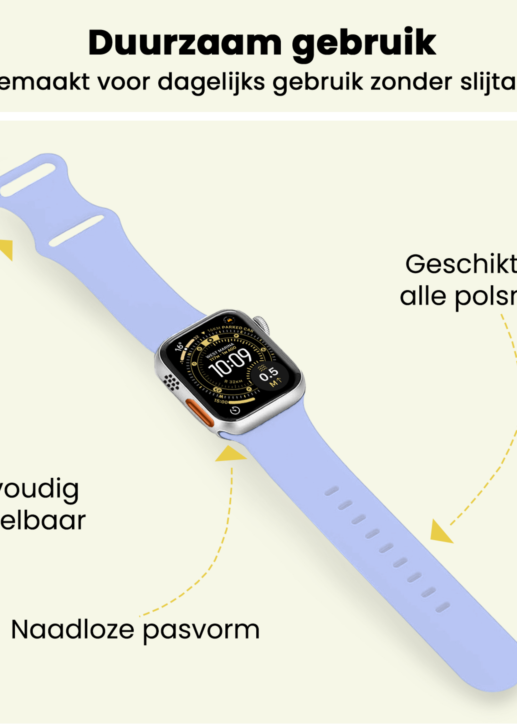 LUQ LUQ Apple Watch Bandje Siliconen Verstelbaar (49 mm) - Baby Blauw