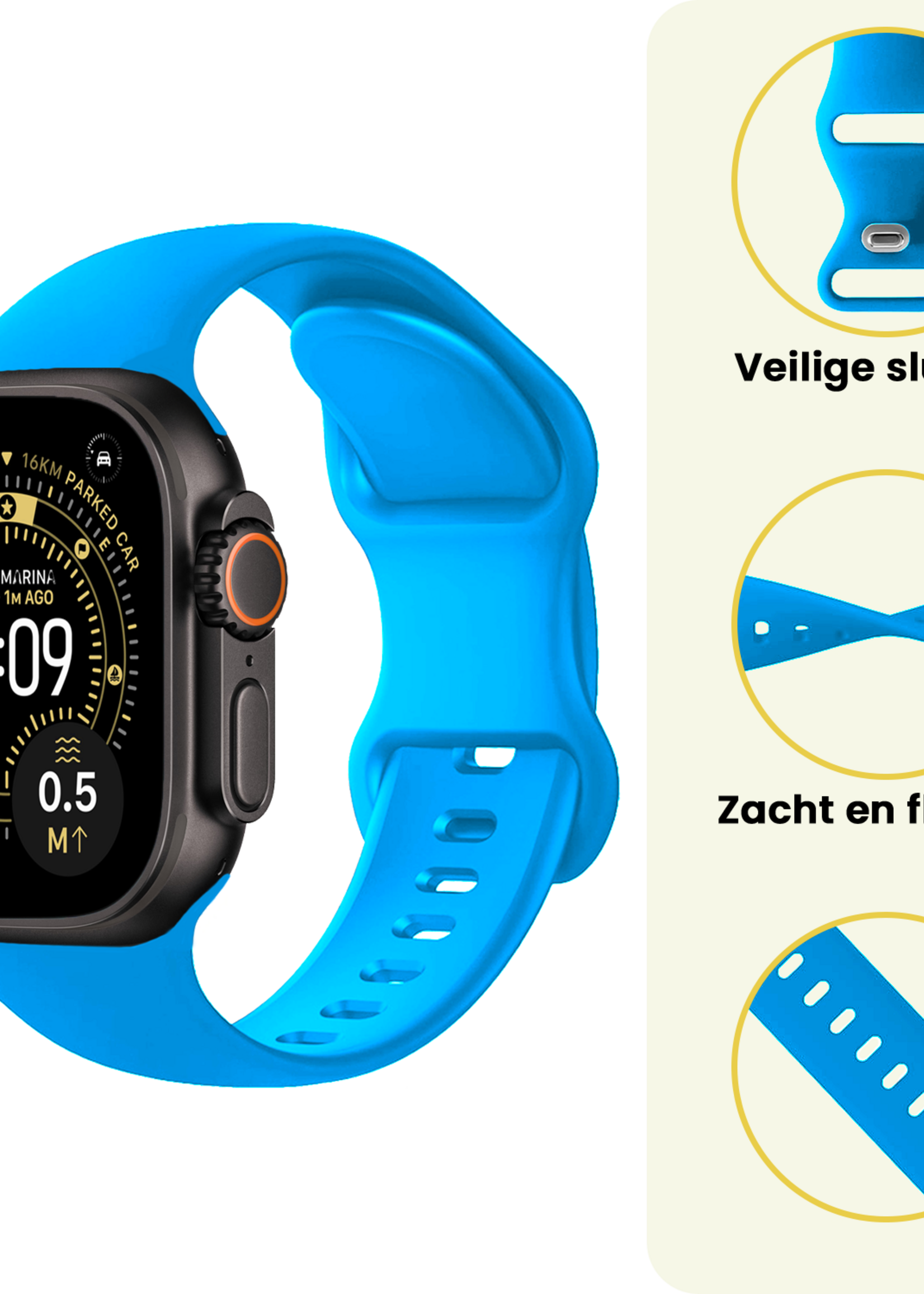 LUQ LUQ Apple Watch Bandje Siliconen Verstelbaar (49 mm) - Blauw
